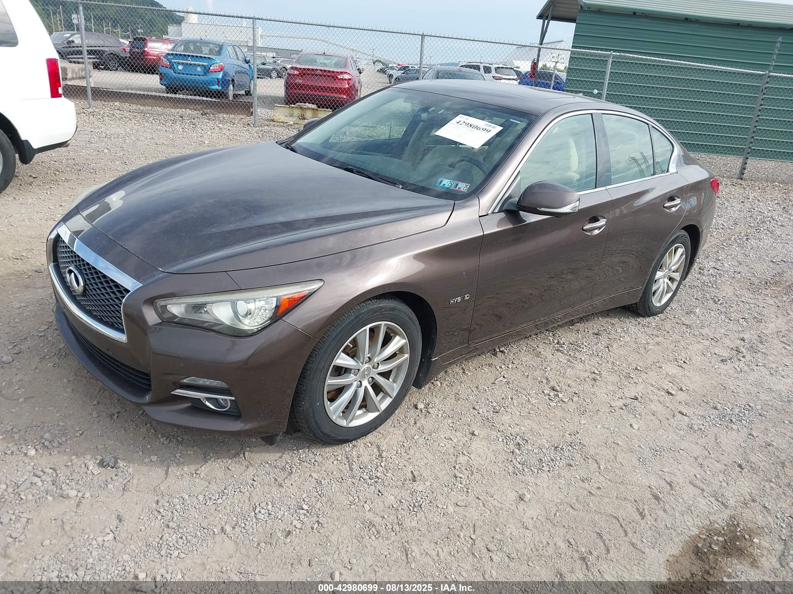 2015 Infiniti Q50 Hybrid Premium/sport Brown vin: JN1AV7AR8FM850619