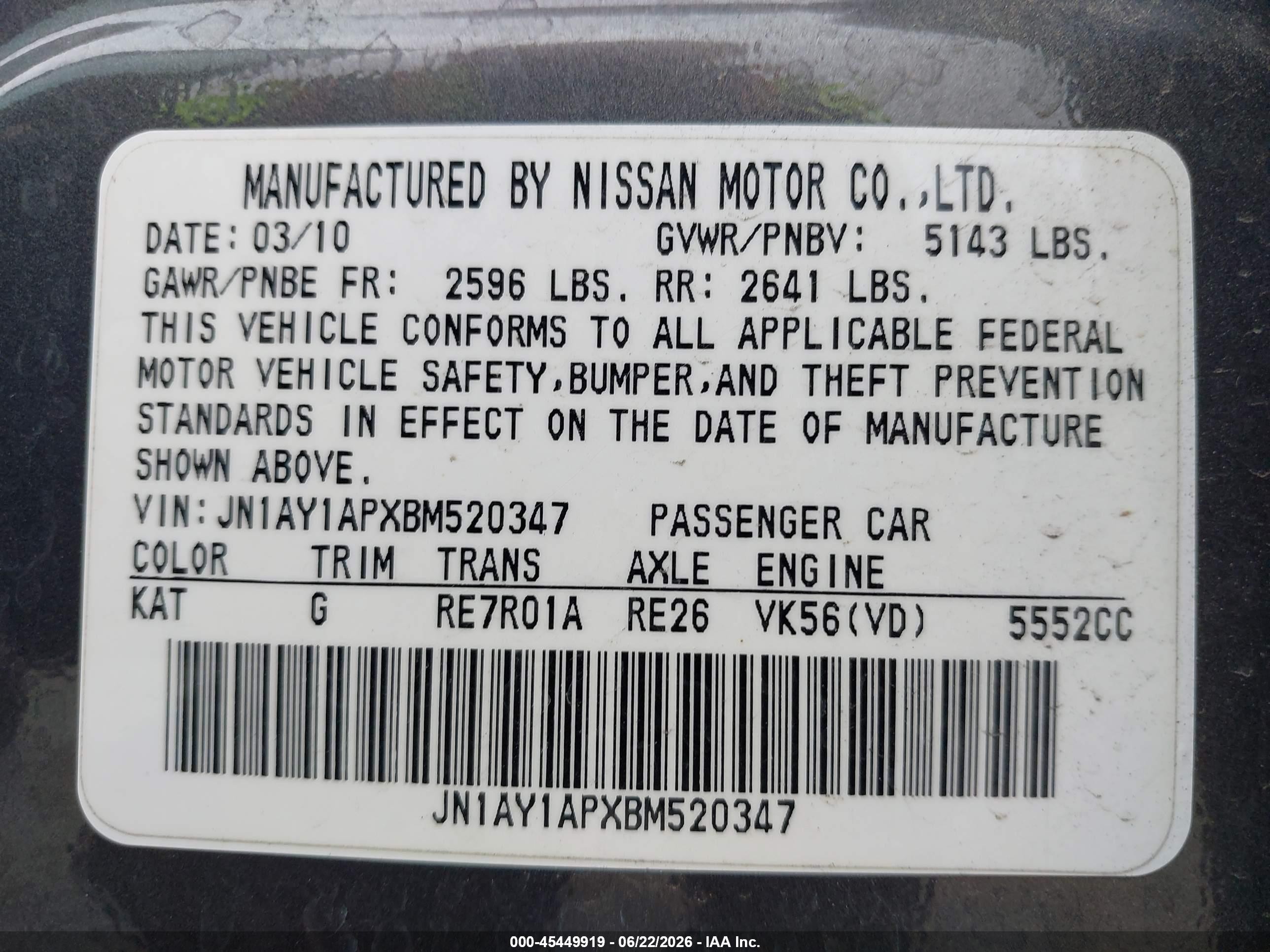 2011 Infiniti M56   Gray vin: JN1AY1APXBM520347