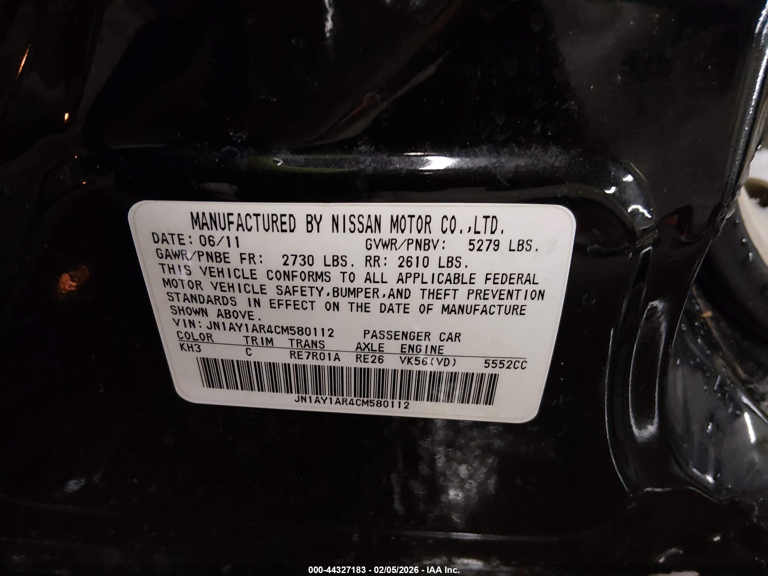 2012 Infiniti M56x   Black vin: JN1AY1AR4CM580112