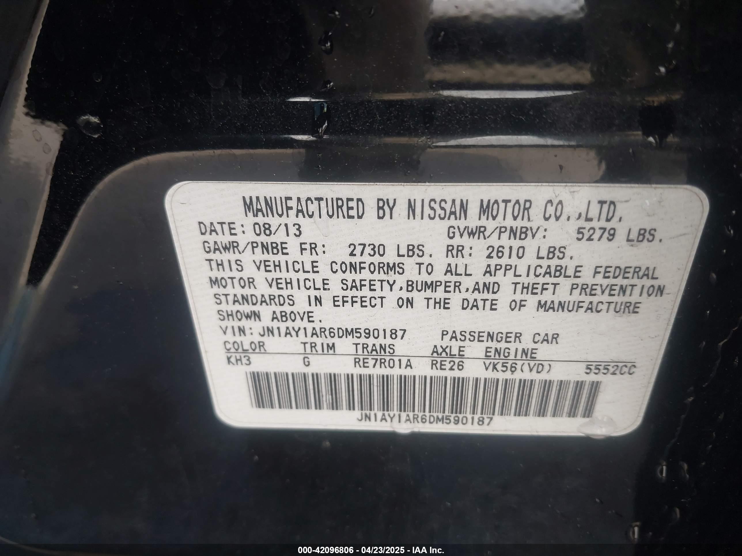 2013 Infiniti M56x   Black vin: JN1AY1AR6DM590187
