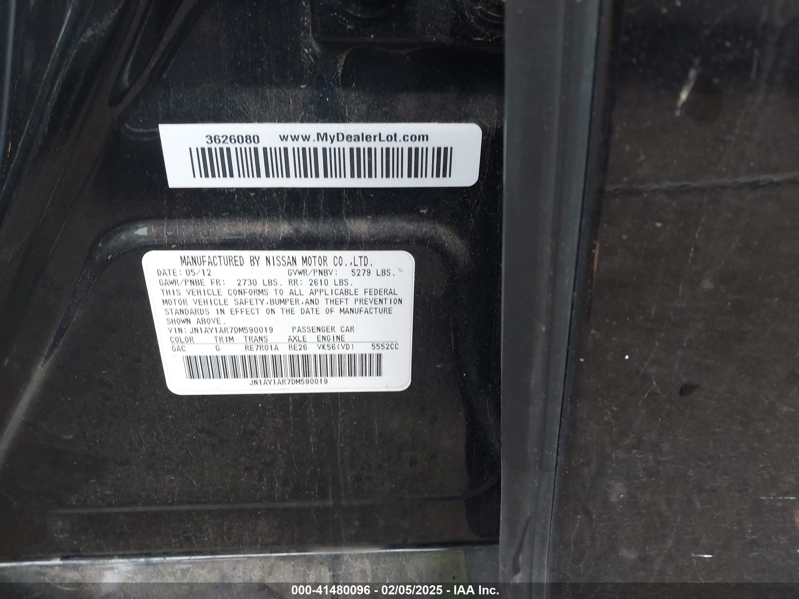 2013 Infiniti M56x   Black vin: JN1AY1AR7DM590019