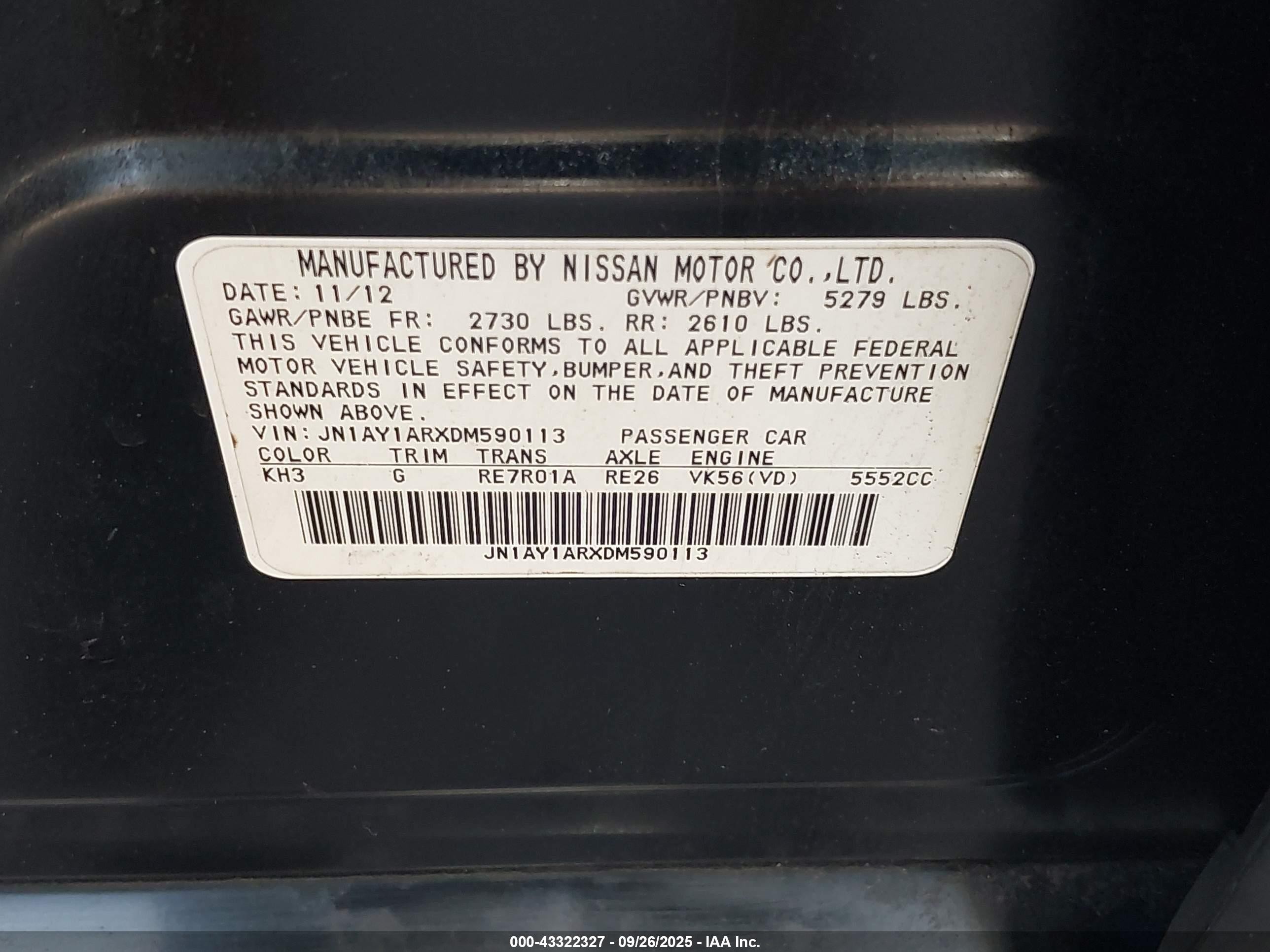 2013 Infiniti M56x   Black vin: JN1AY1ARXDM590113