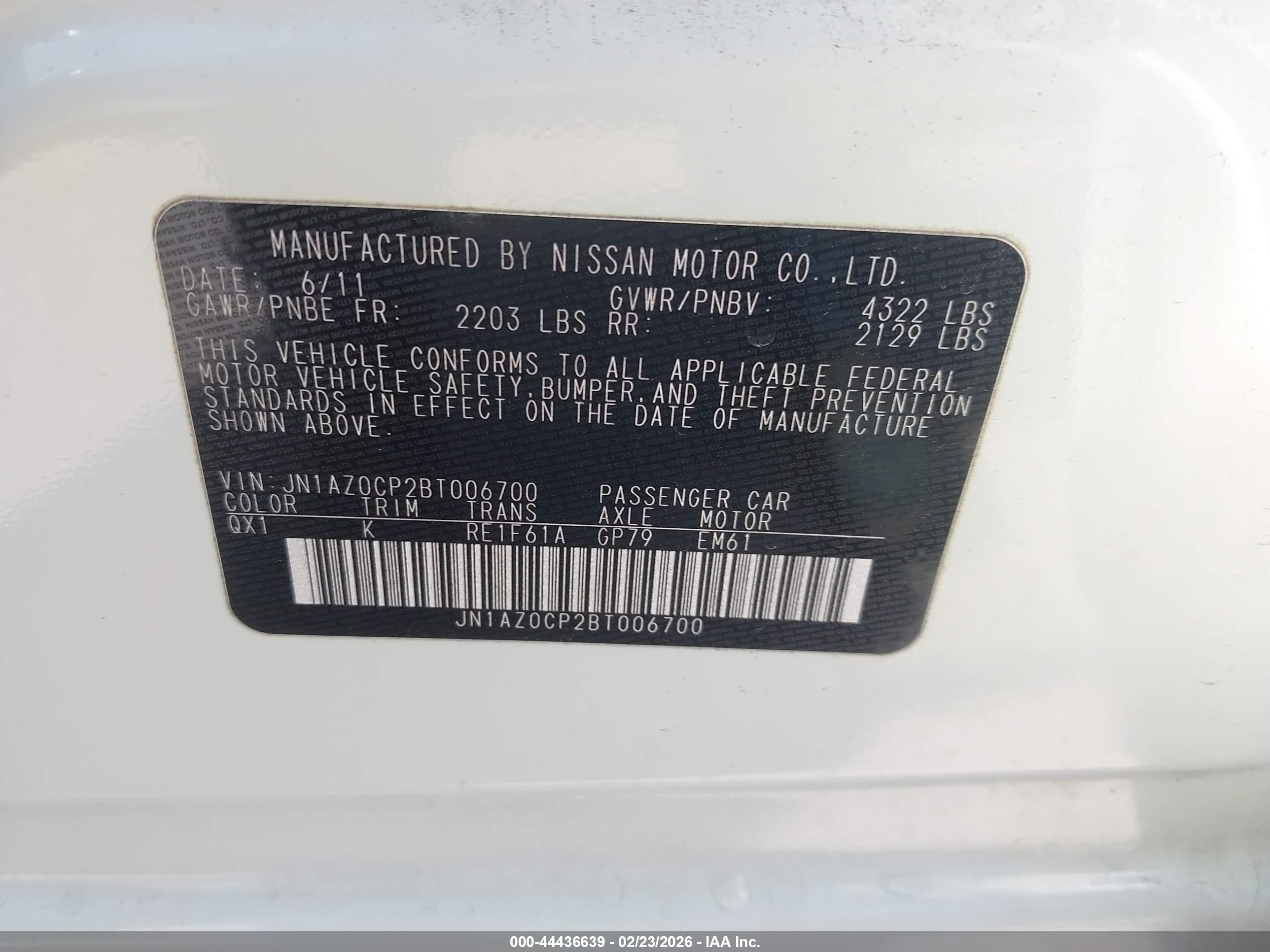 2011 Nissan Leaf Sl Champagne vin: JN1AZ0CP2BT006700