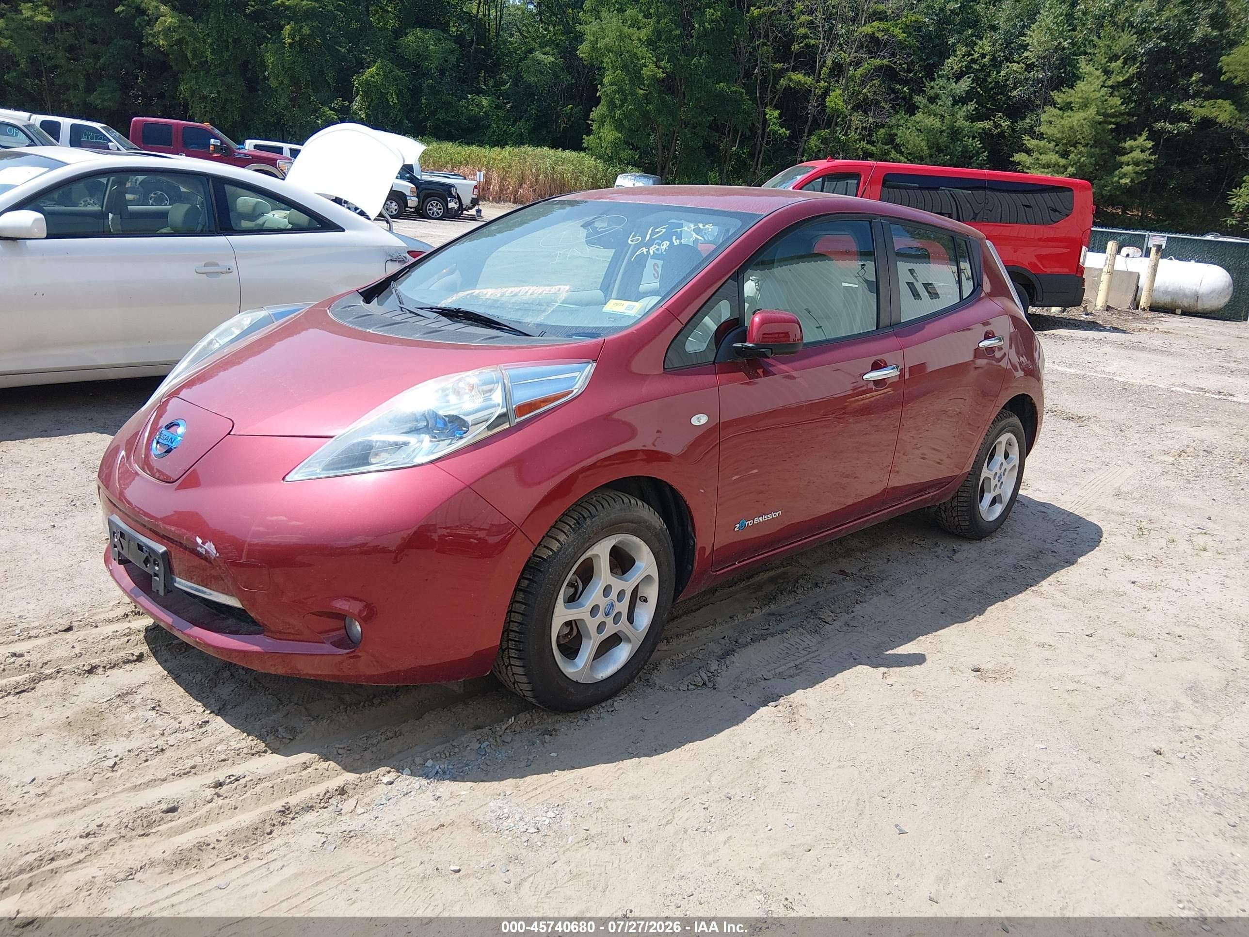 2011 Nissan Leaf Sl Red vin: JN1AZ0CP4BT006424