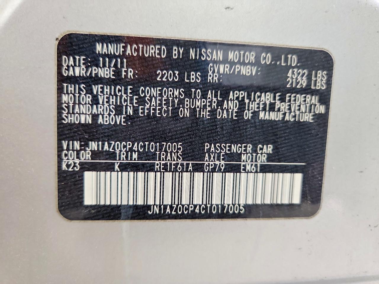 2012 Nissan Leaf Sv Silver vin: JN1AZ0CP4CT017005