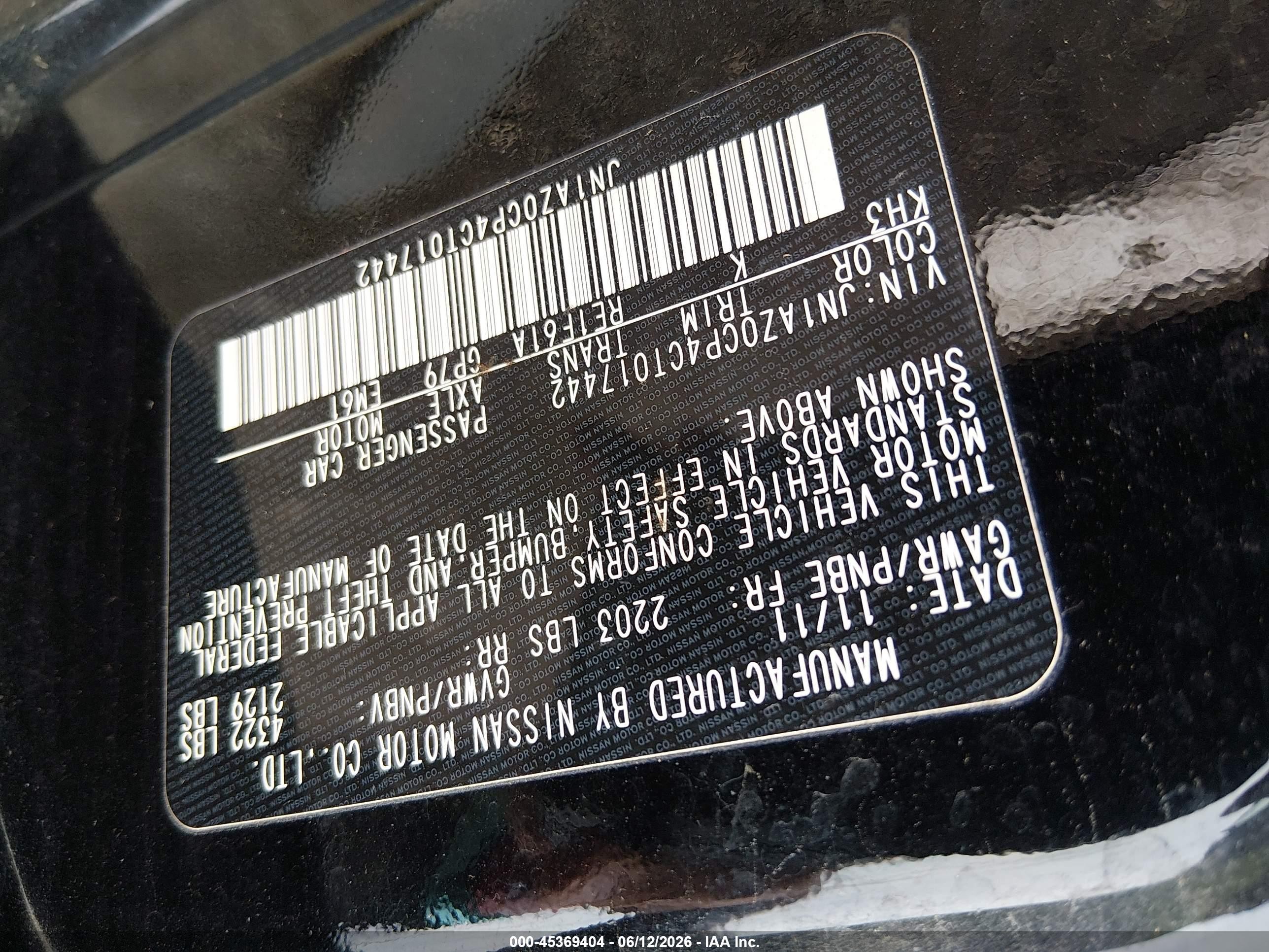 2012 Nissan Leaf Sl Black vin: JN1AZ0CP4CT017442