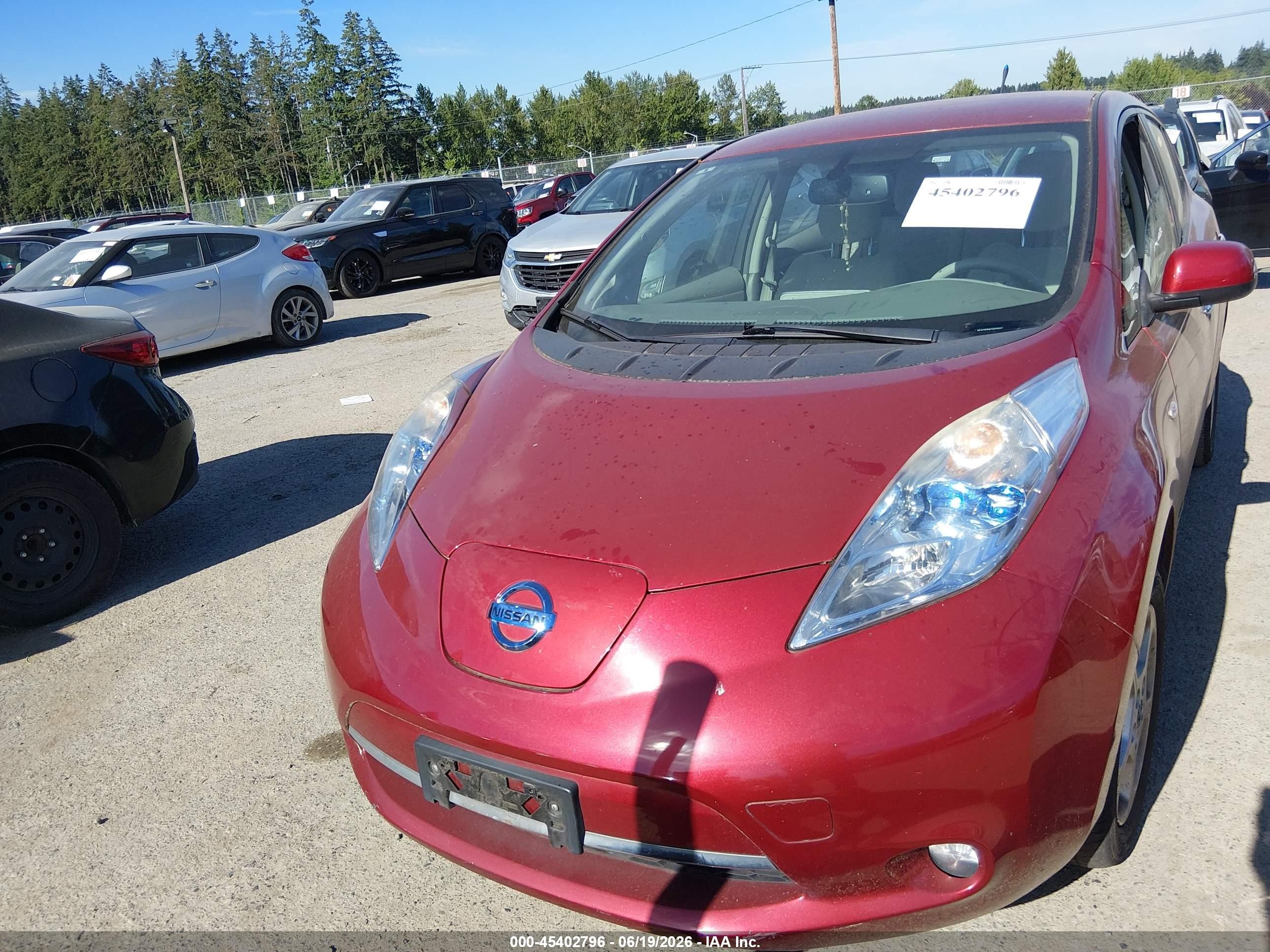 2012 Nissan Leaf Sl Burgundy vin: JN1AZ0CP4CT022527