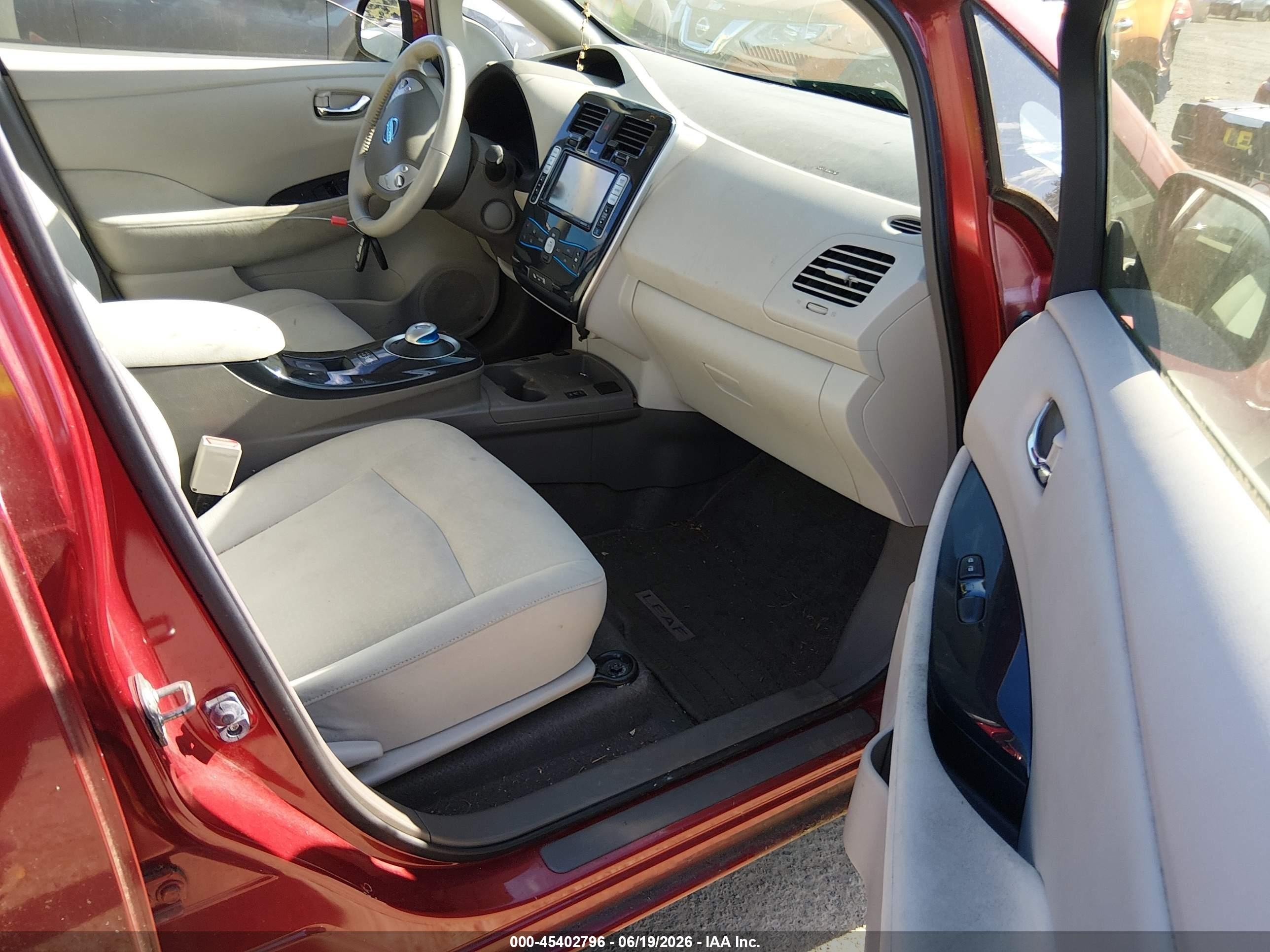 2012 Nissan Leaf Sl Burgundy vin: JN1AZ0CP4CT022527