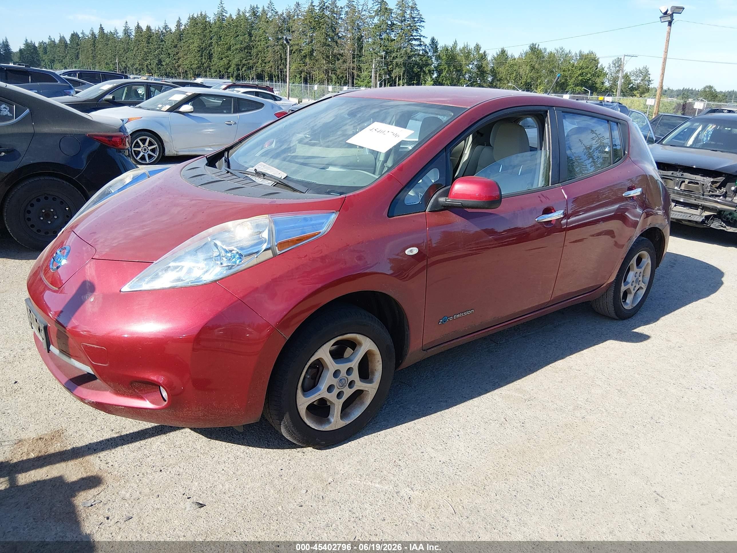 2012 Nissan Leaf Sl Burgundy vin: JN1AZ0CP4CT022527