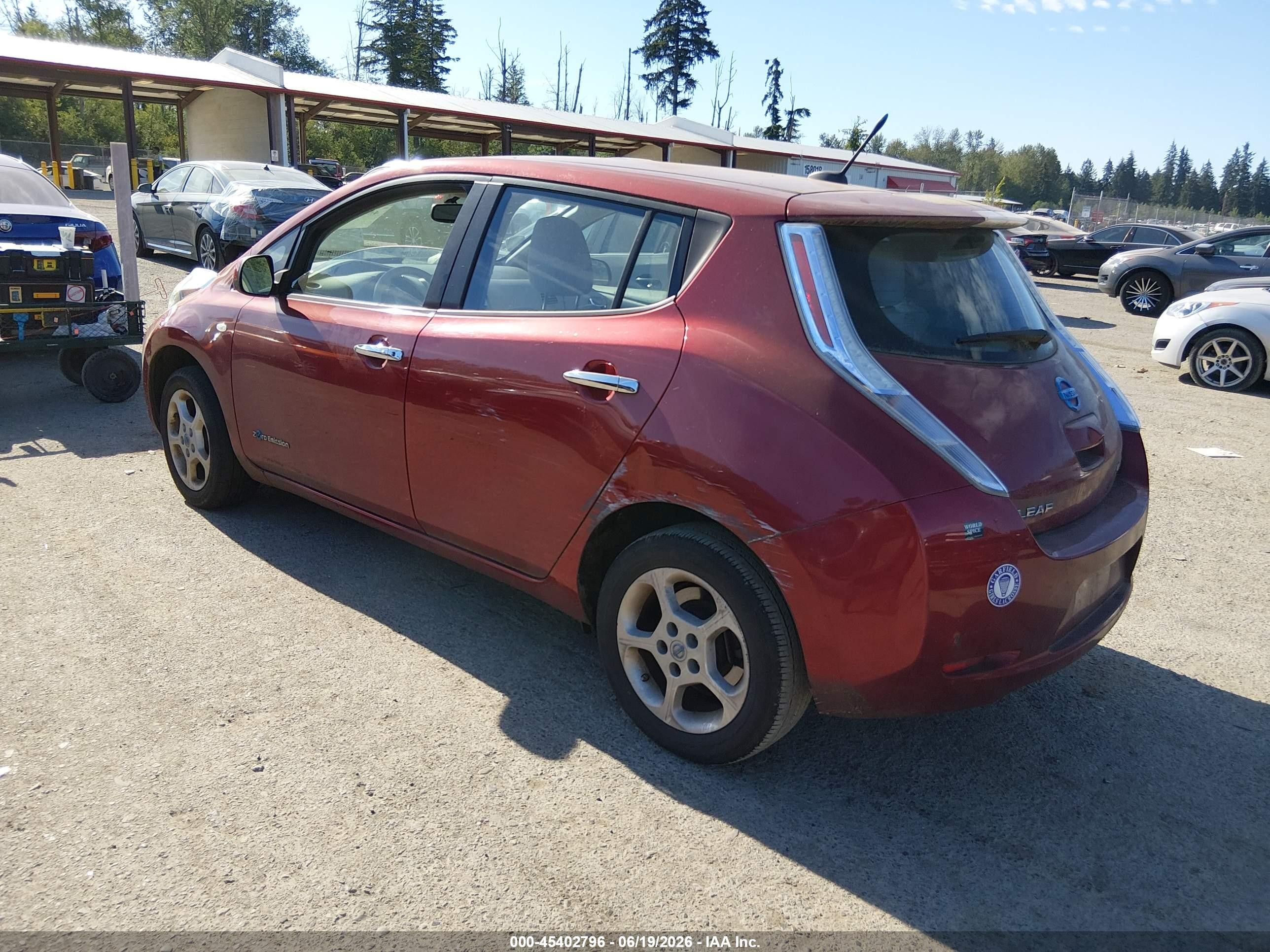 2012 Nissan Leaf Sl Burgundy vin: JN1AZ0CP4CT022527