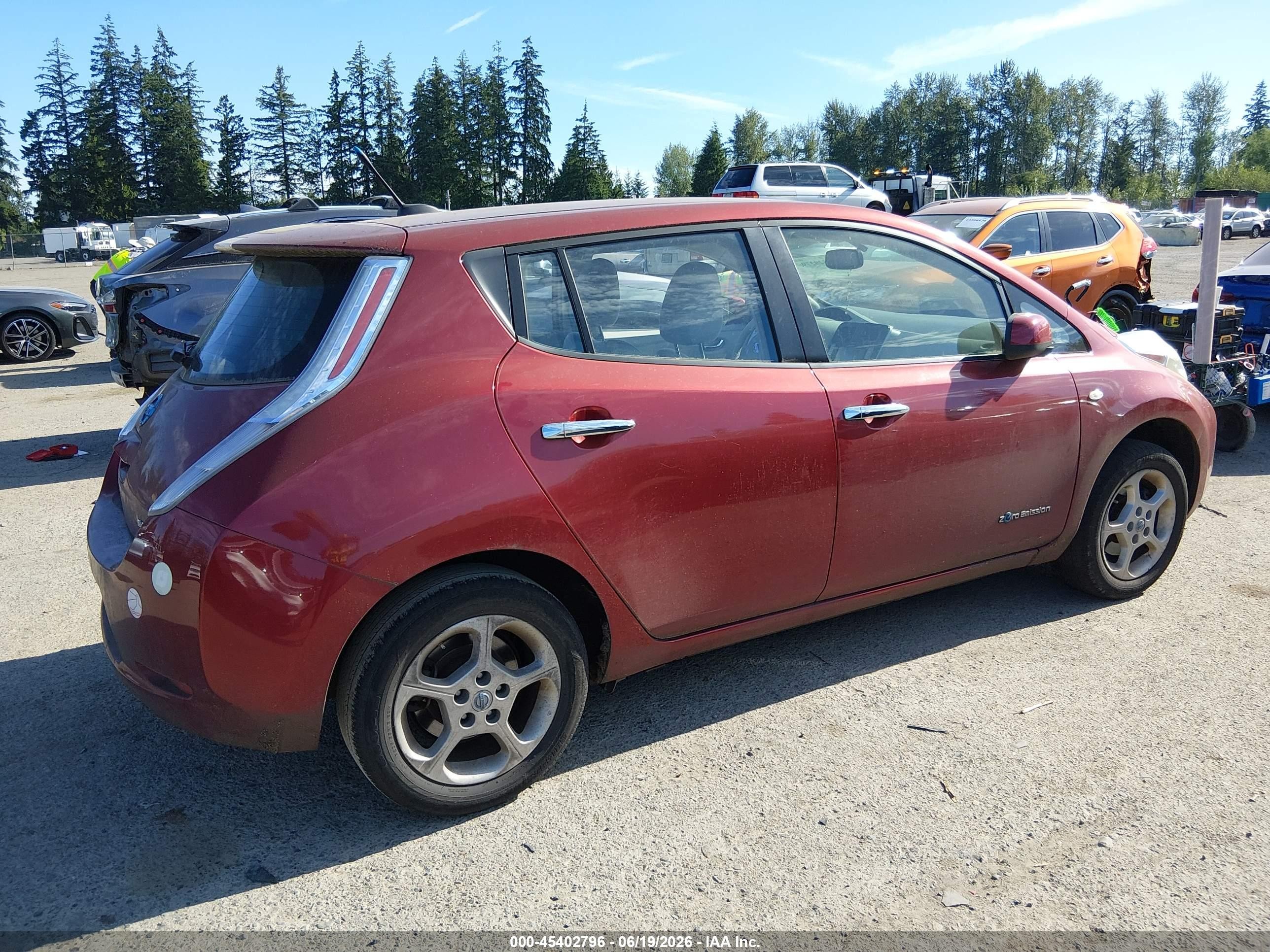 2012 Nissan Leaf Sl Burgundy vin: JN1AZ0CP4CT022527