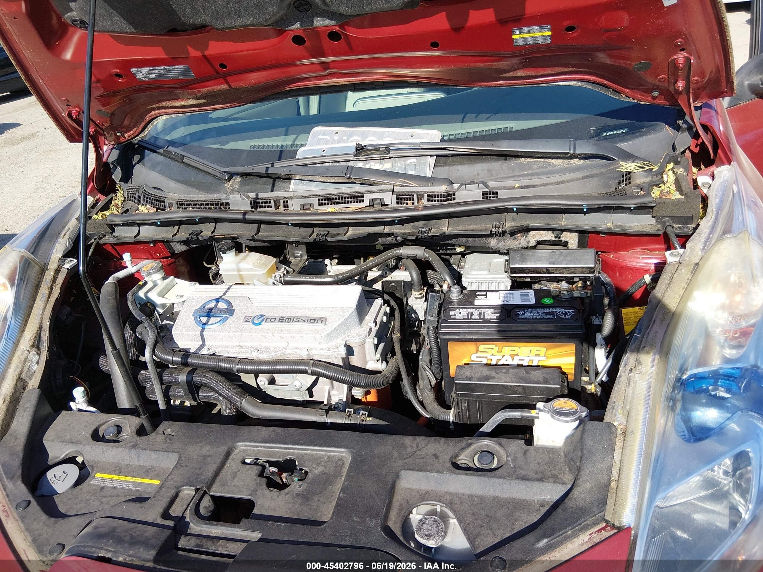 2012 Nissan Leaf Sl Burgundy vin: JN1AZ0CP4CT022527