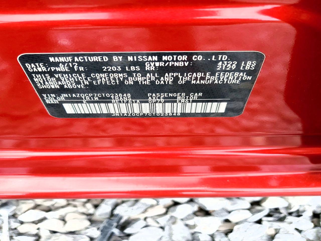 2012 Nissan Leaf Sv Red vin: JN1AZ0CP7CT023848