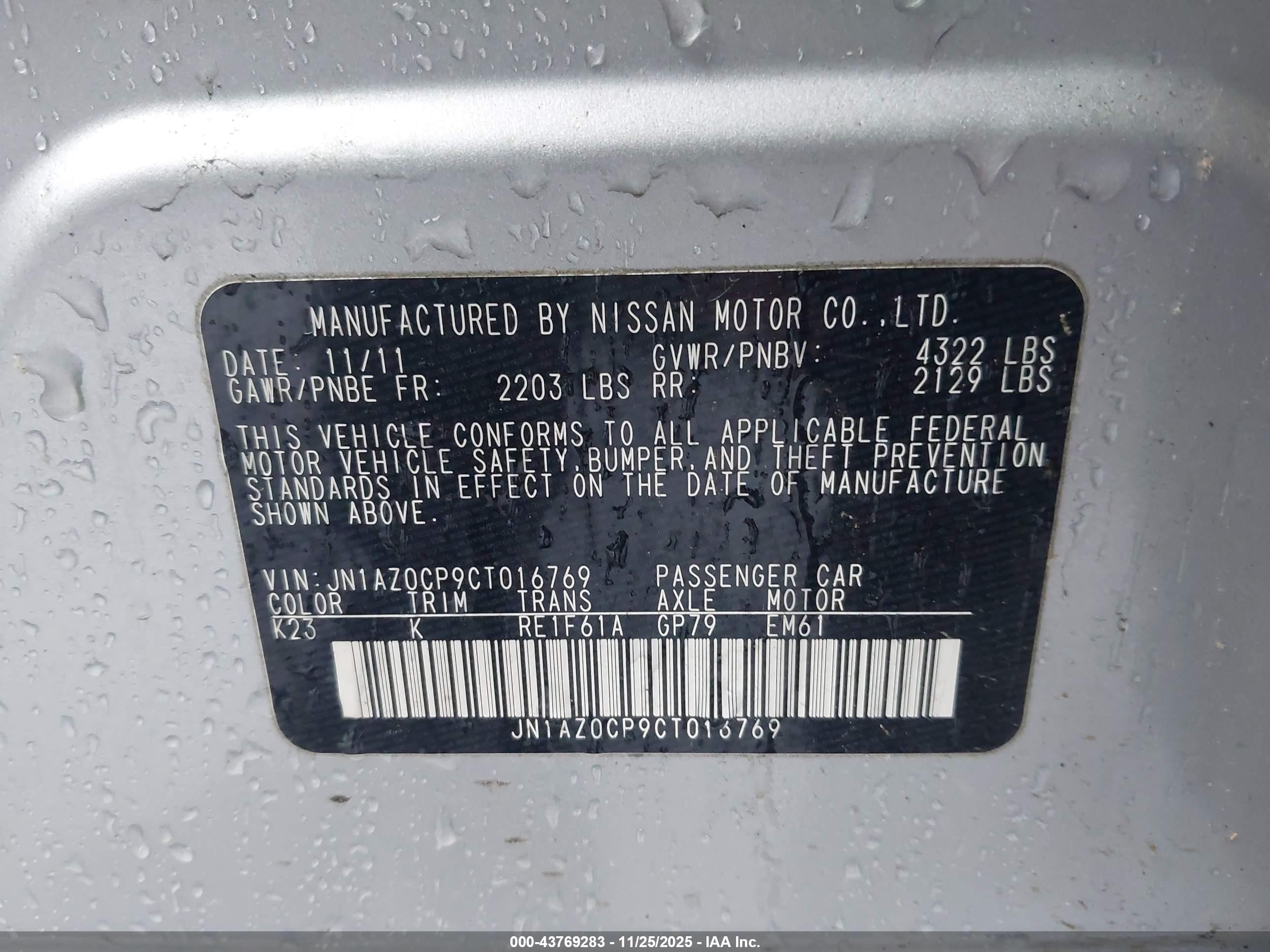 2012 Nissan Leaf Sl Silver vin: JN1AZ0CP9CT016769