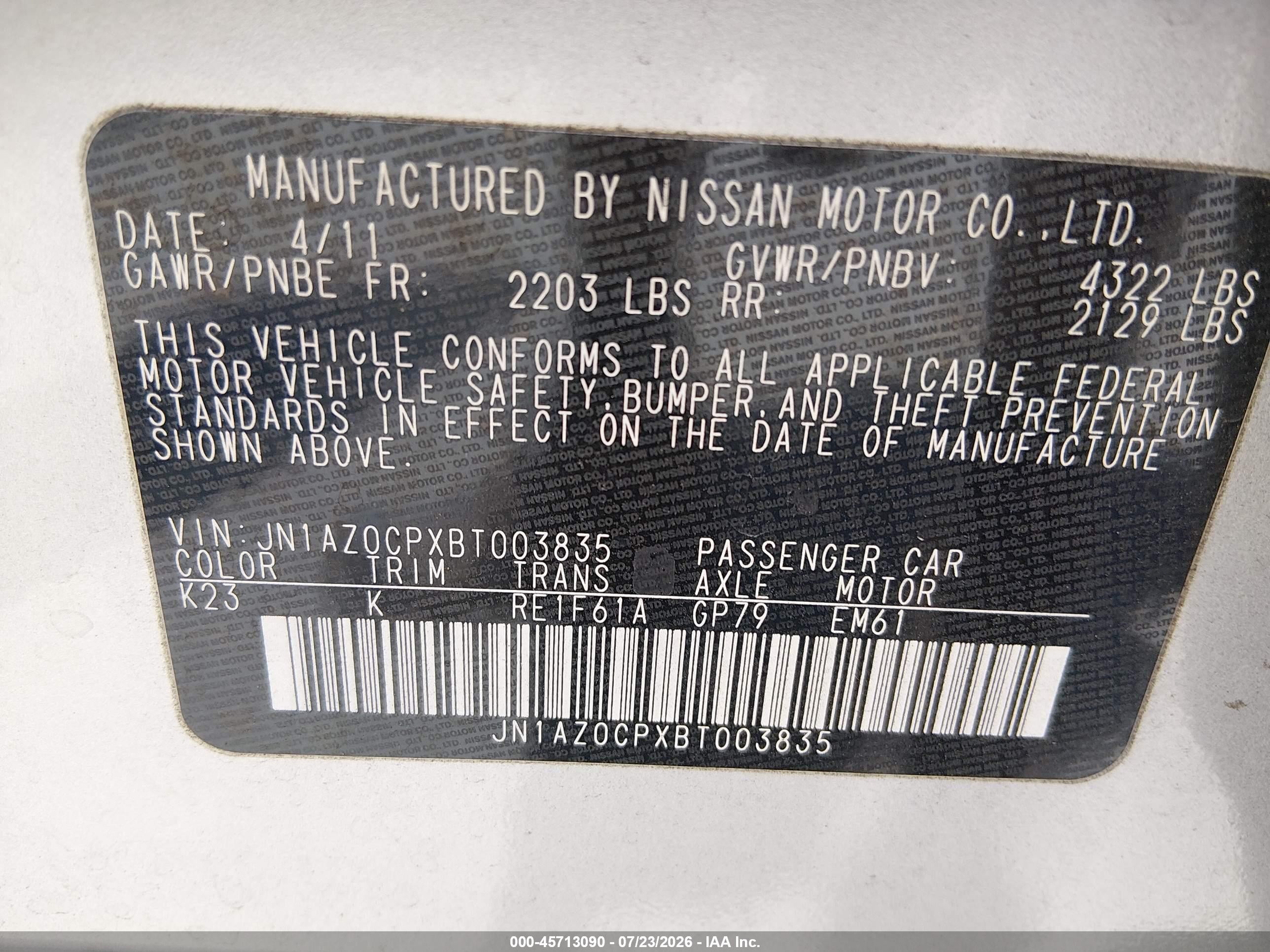 2011 Nissan Leaf Sl Silver vin: JN1AZ0CPXBT003835