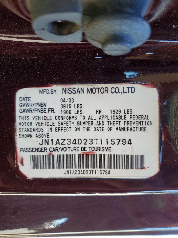 2003 Nissan 350z Base Бордовый vin: JN1AZ34D23T115794