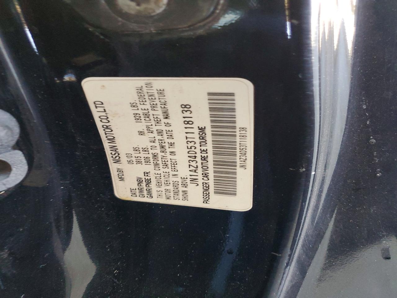 2003 Nissan 350z Coupe Black vin: JN1AZ34D53T118138