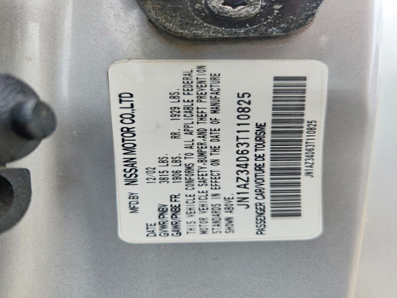 2003 Nissan 350z Coupe Silver vin: JN1AZ34D63T110825