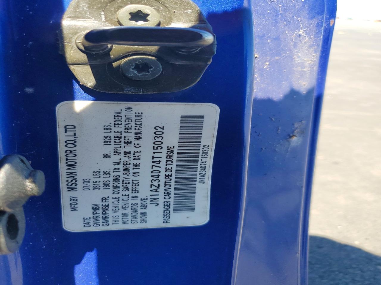 2004 Nissan 350z Base Blue vin: JN1AZ34D74T150302