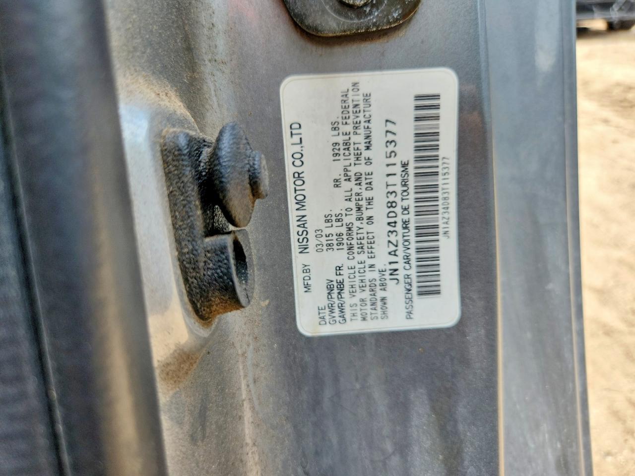 2003 Nissan 350z Coupe Silver vin: JN1AZ34D83T115377