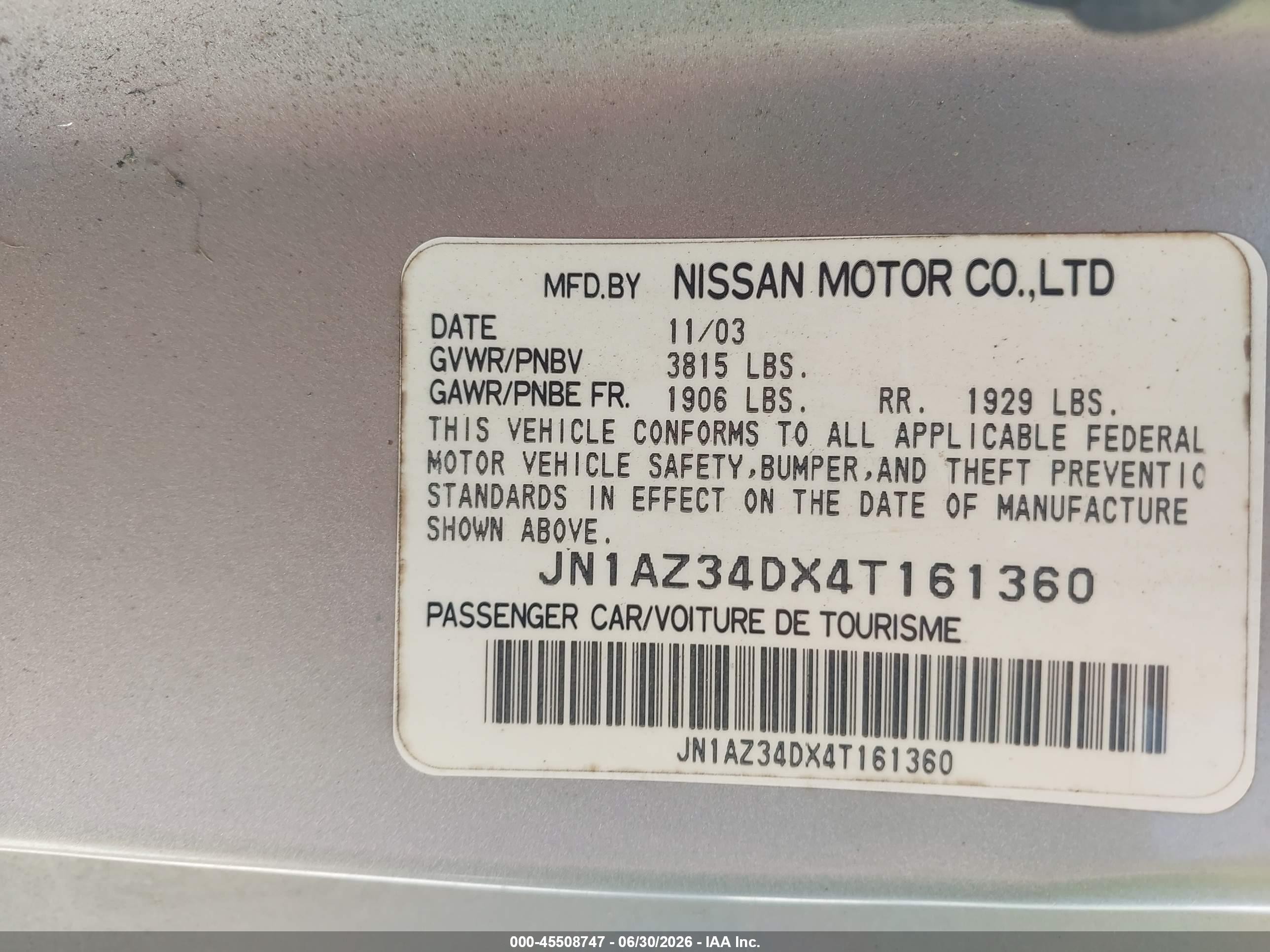 2004 Nissan 350z   Silver vin: JN1AZ34DX4T161360
