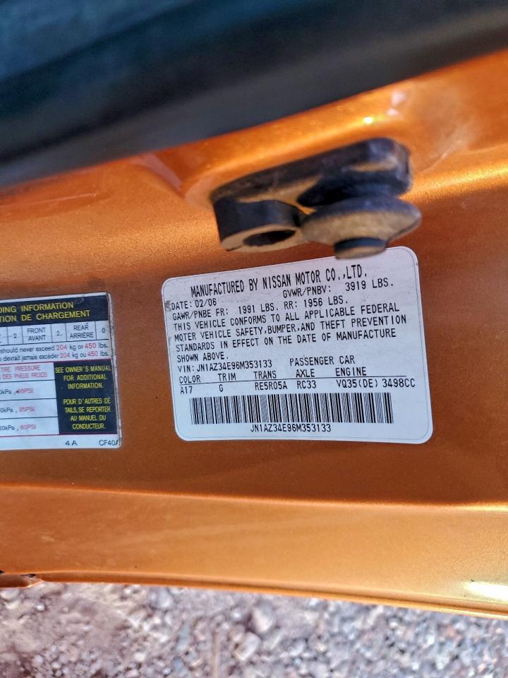 2006 Nissan 350z Coupe Orange vin: JN1AZ34E96M353133