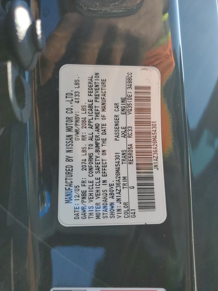 2006 Nissan 350z Roadster Black vin: JN1AZ36A26M454301
