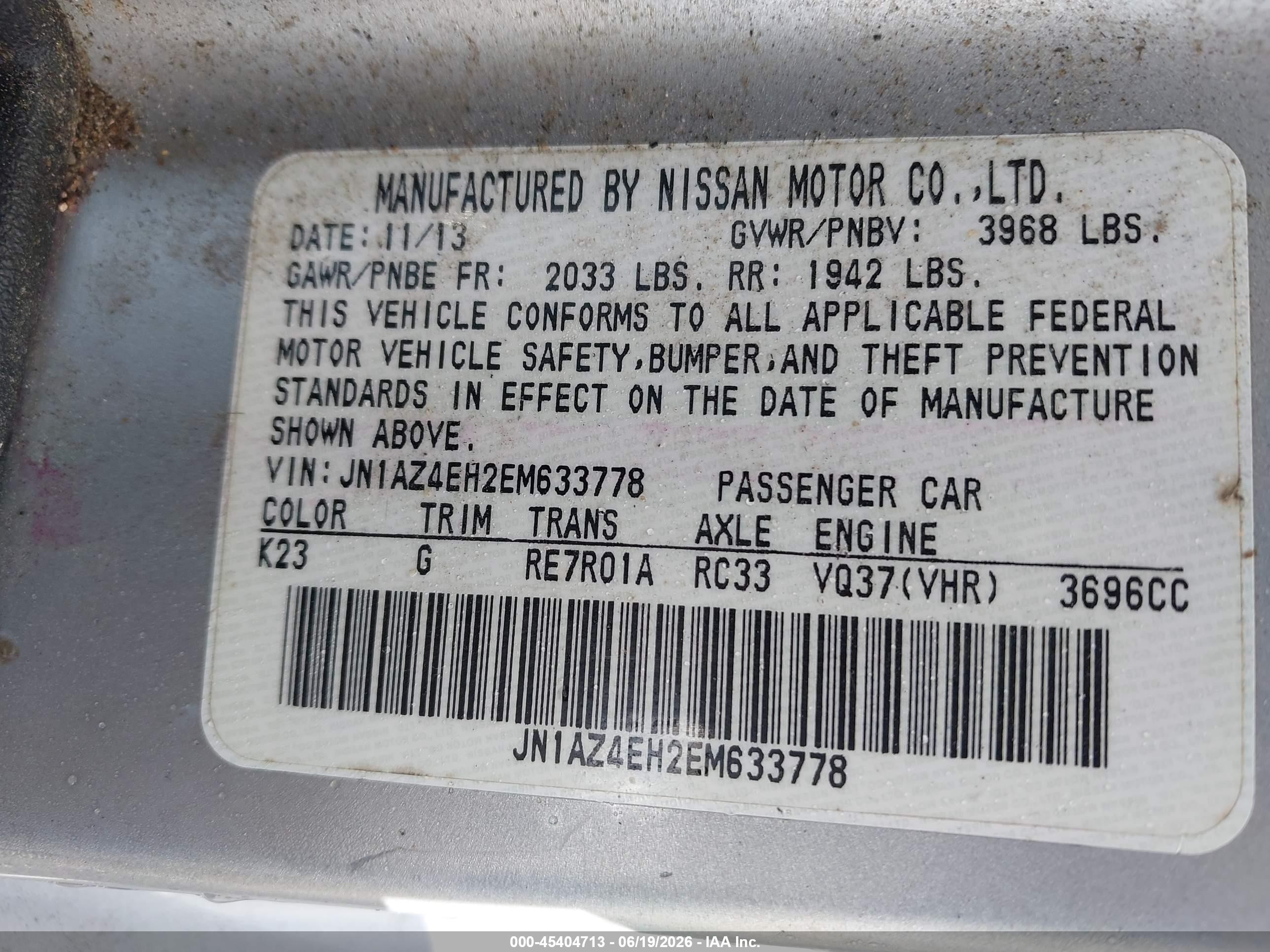 2014 Nissan 370z   Silver vin: JN1AZ4EH2EM633778
