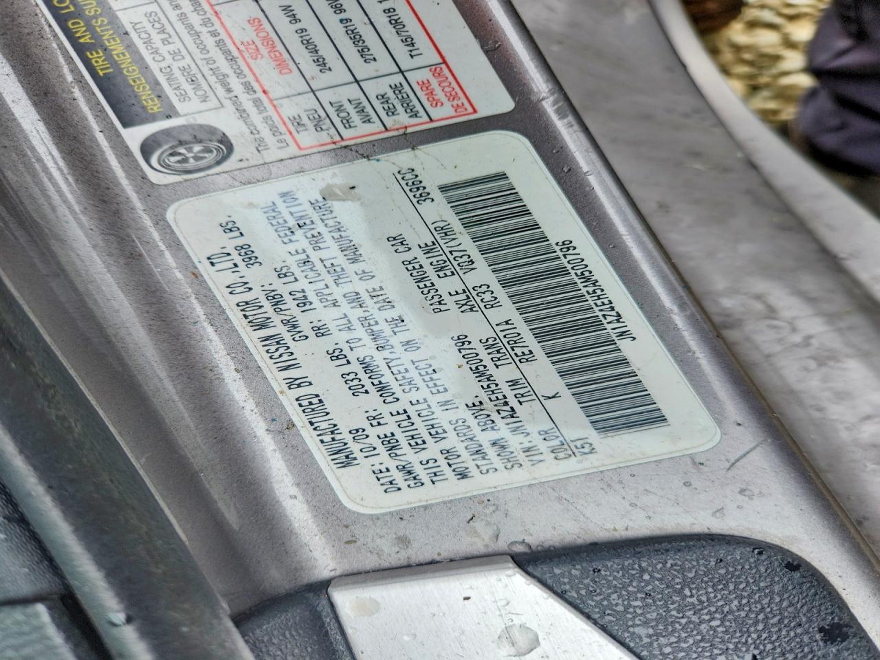 2010 Nissan 370z Base Gray vin: JN1AZ4EH5AM500796