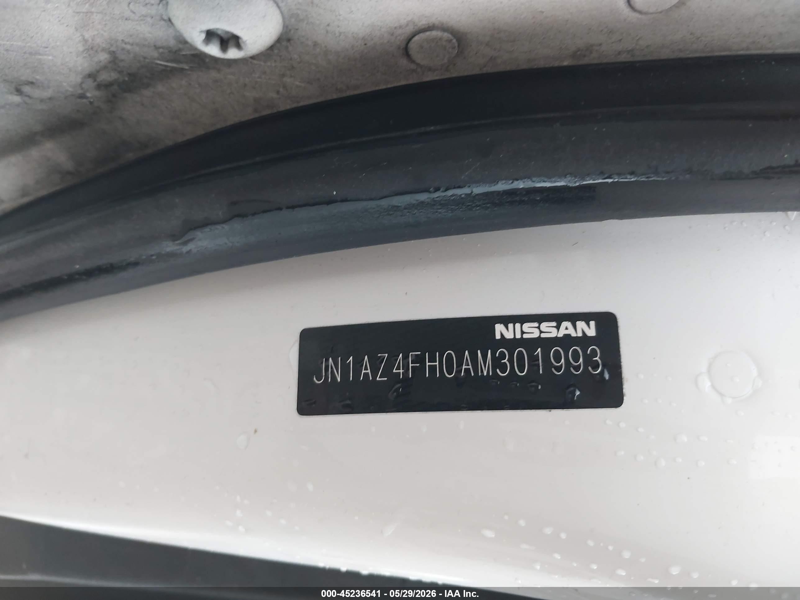 2010 Nissan 370z Touring White vin: JN1AZ4FH0AM301993