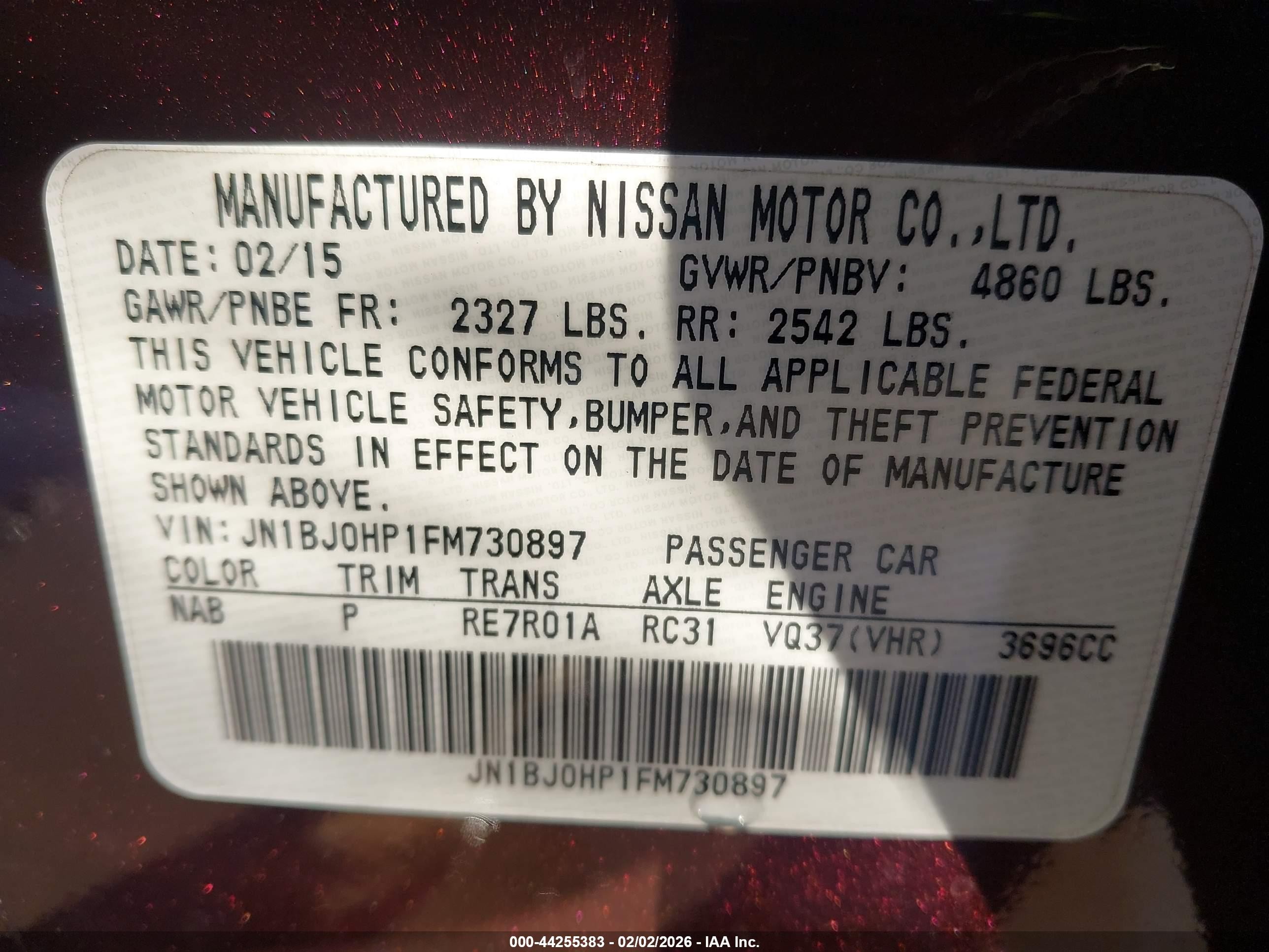 2015 Infiniti Qx50 Journey Red vin: JN1BJ0HP1FM730897
