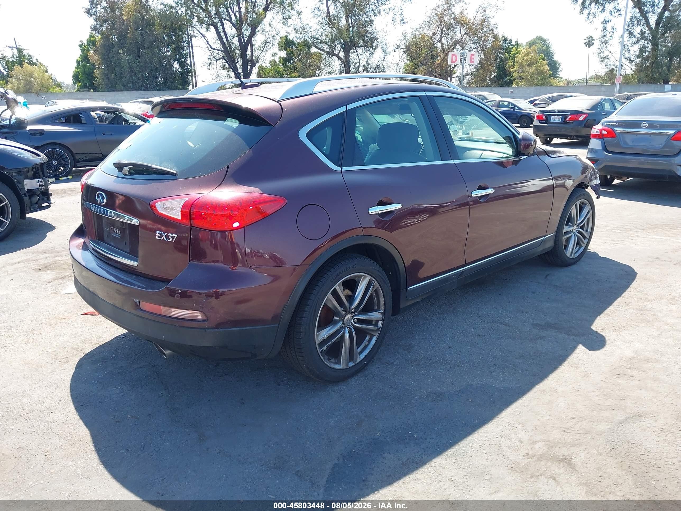 2013 Infiniti Ex37 Journey Burgundy vin: JN1BJ0HP2DM430105