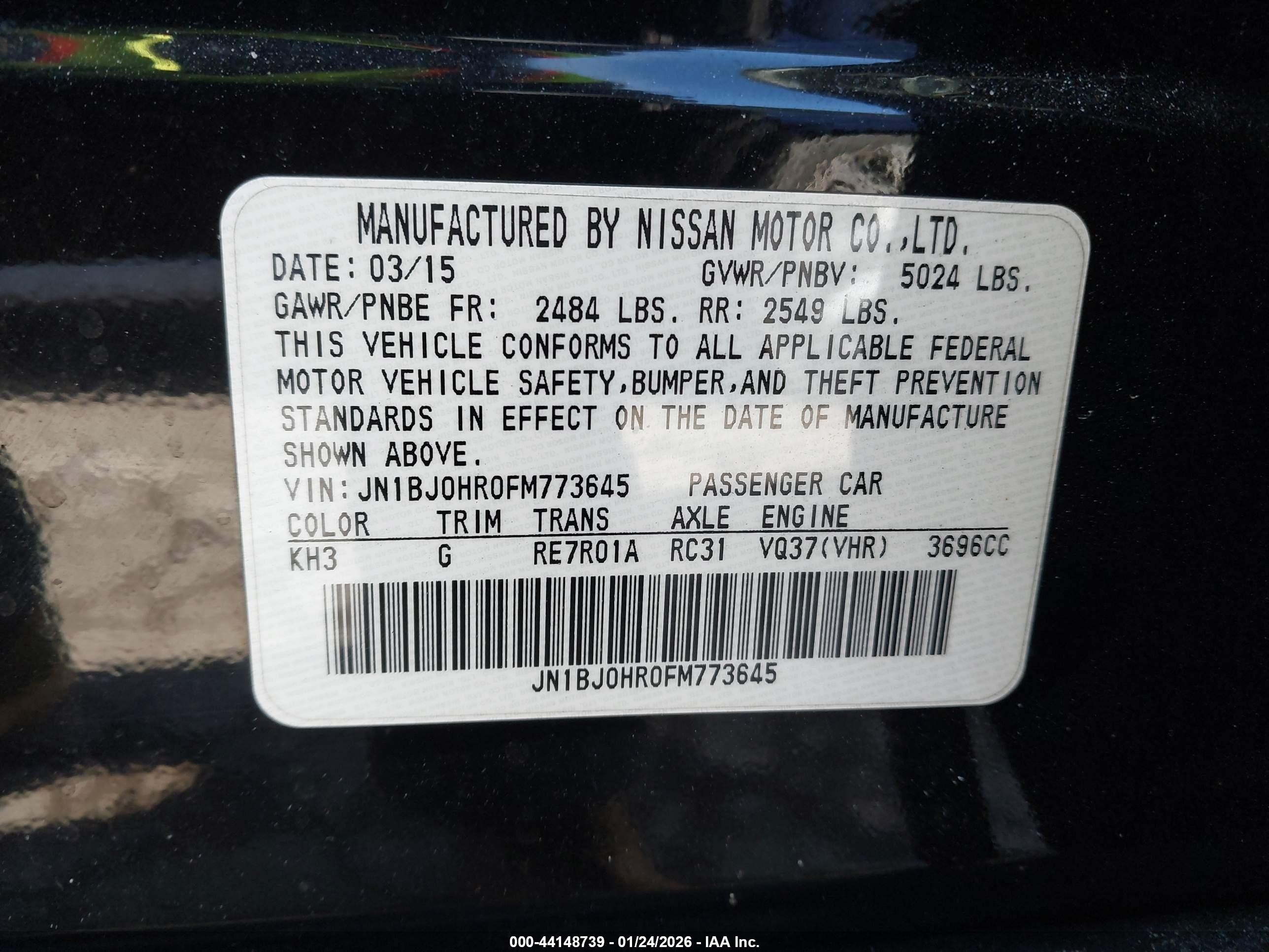 2015 Infiniti Qx50 Journey Black vin: JN1BJ0HR0FM773645