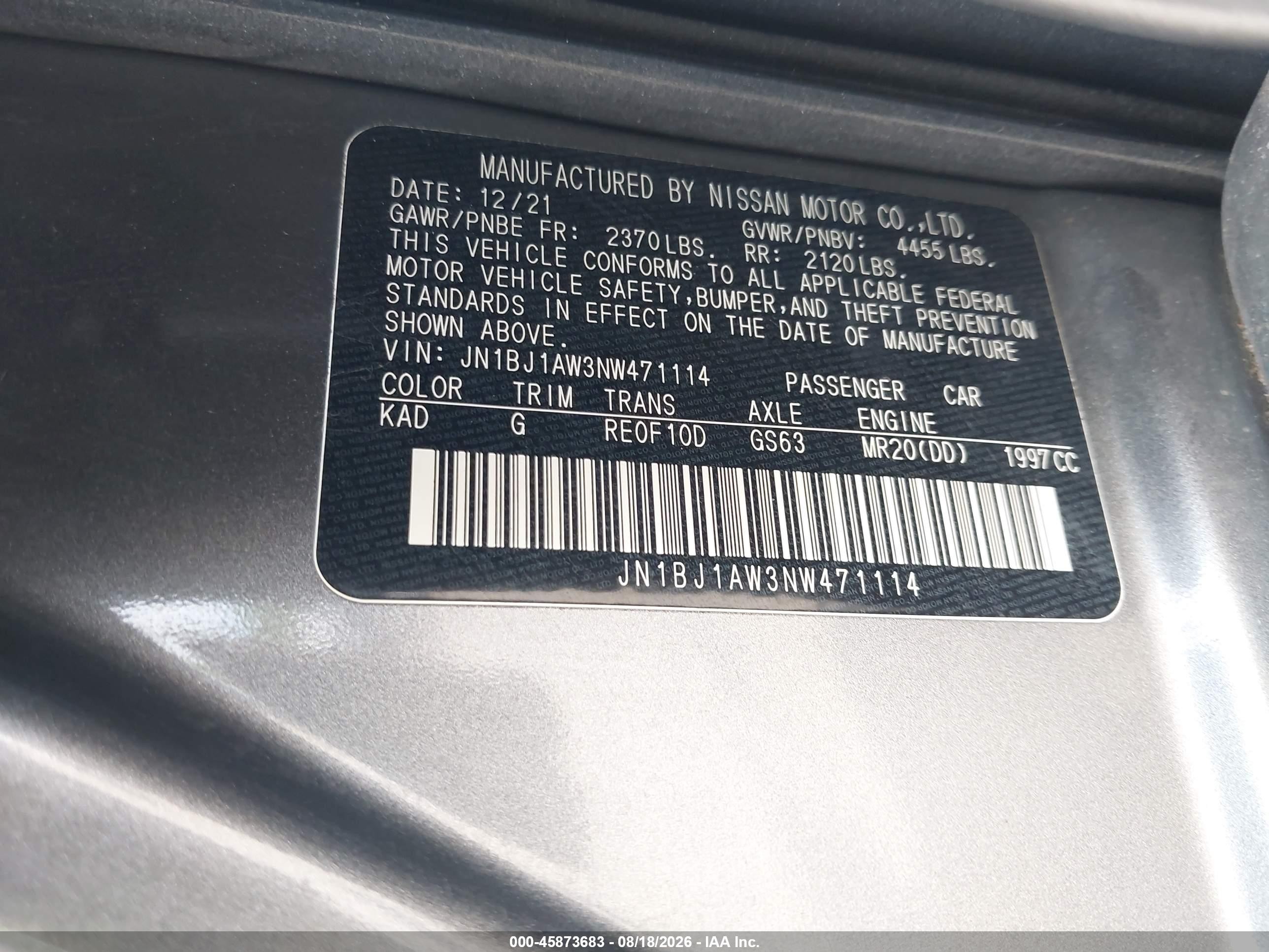 2022 Nissan Rogue Sport S Awd Xtronic Cvt Серый vin: JN1BJ1AW3NW471114