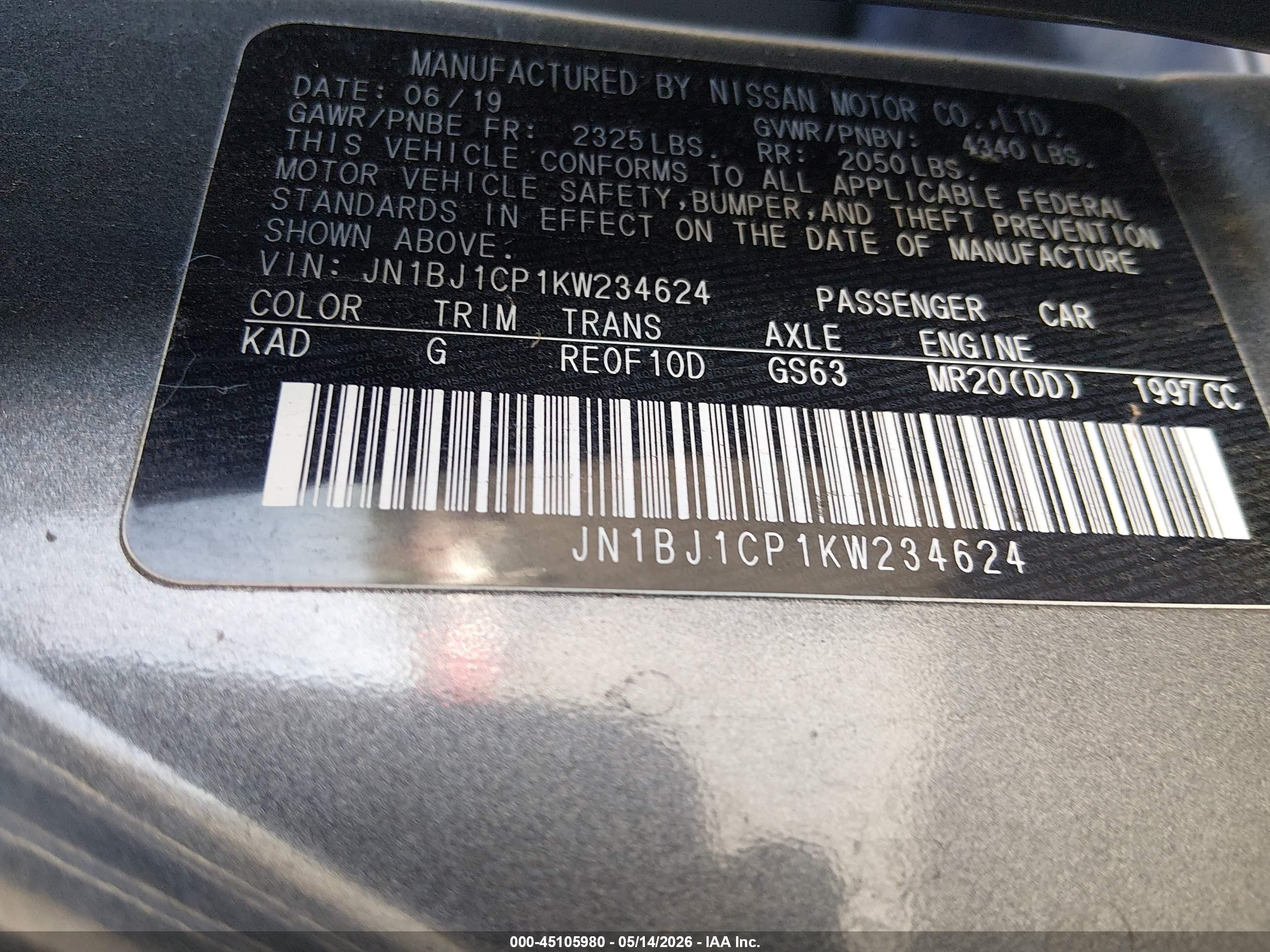 2019 Nissan Rogue Sport Sv Gray vin: JN1BJ1CP1KW234624