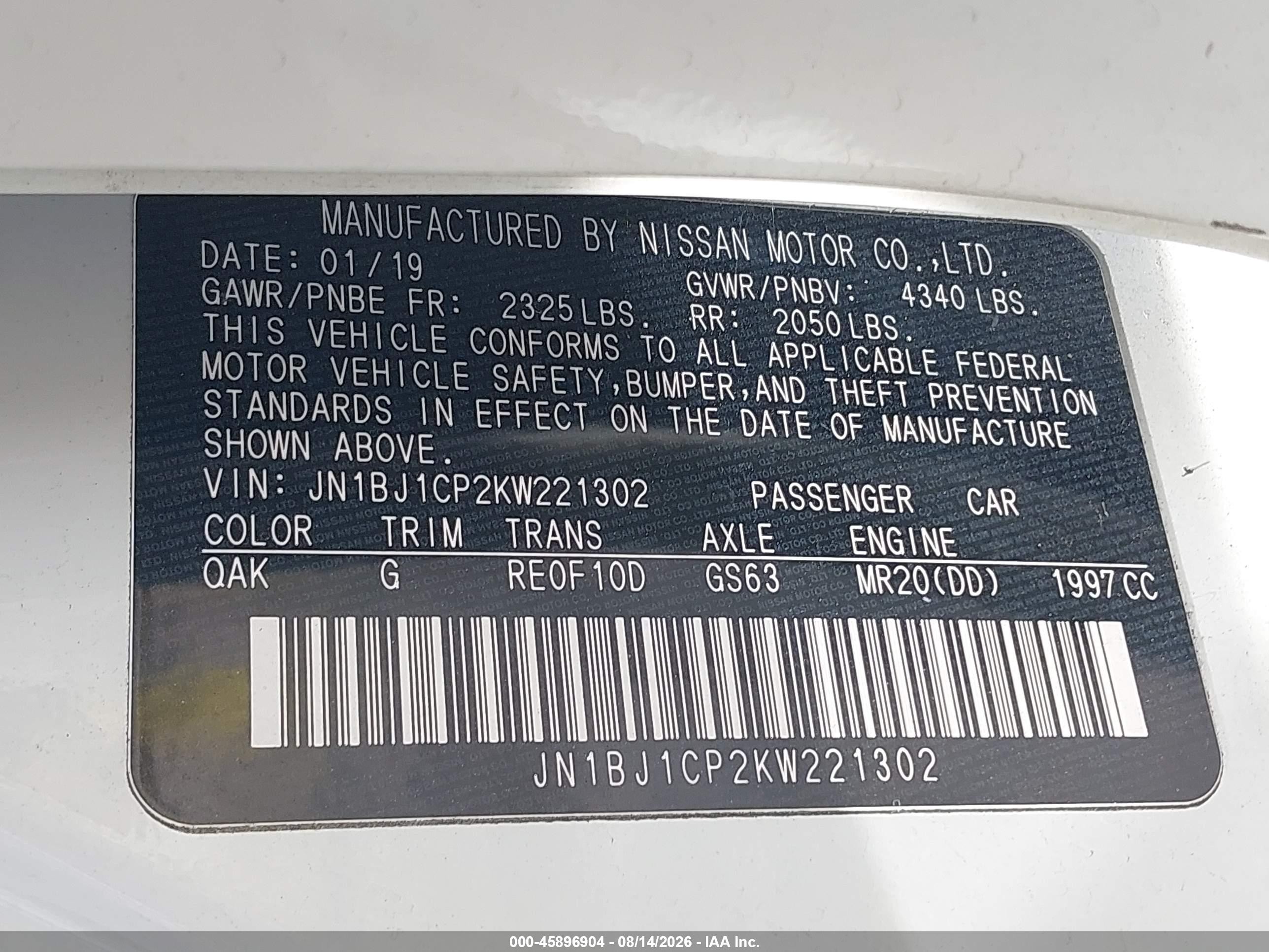 2019 Nissan Rogue Sport S White vin: JN1BJ1CP2KW221302