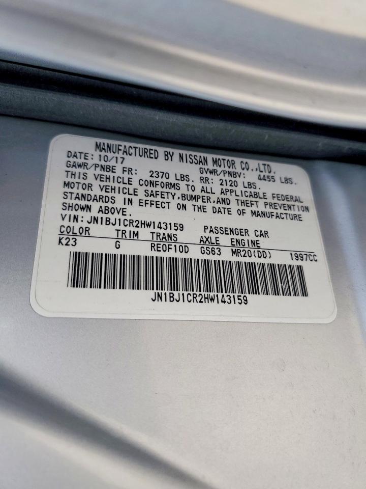 2017 Nissan Rogue Sport Sv Серебряный vin: JN1BJ1CR2HW143159