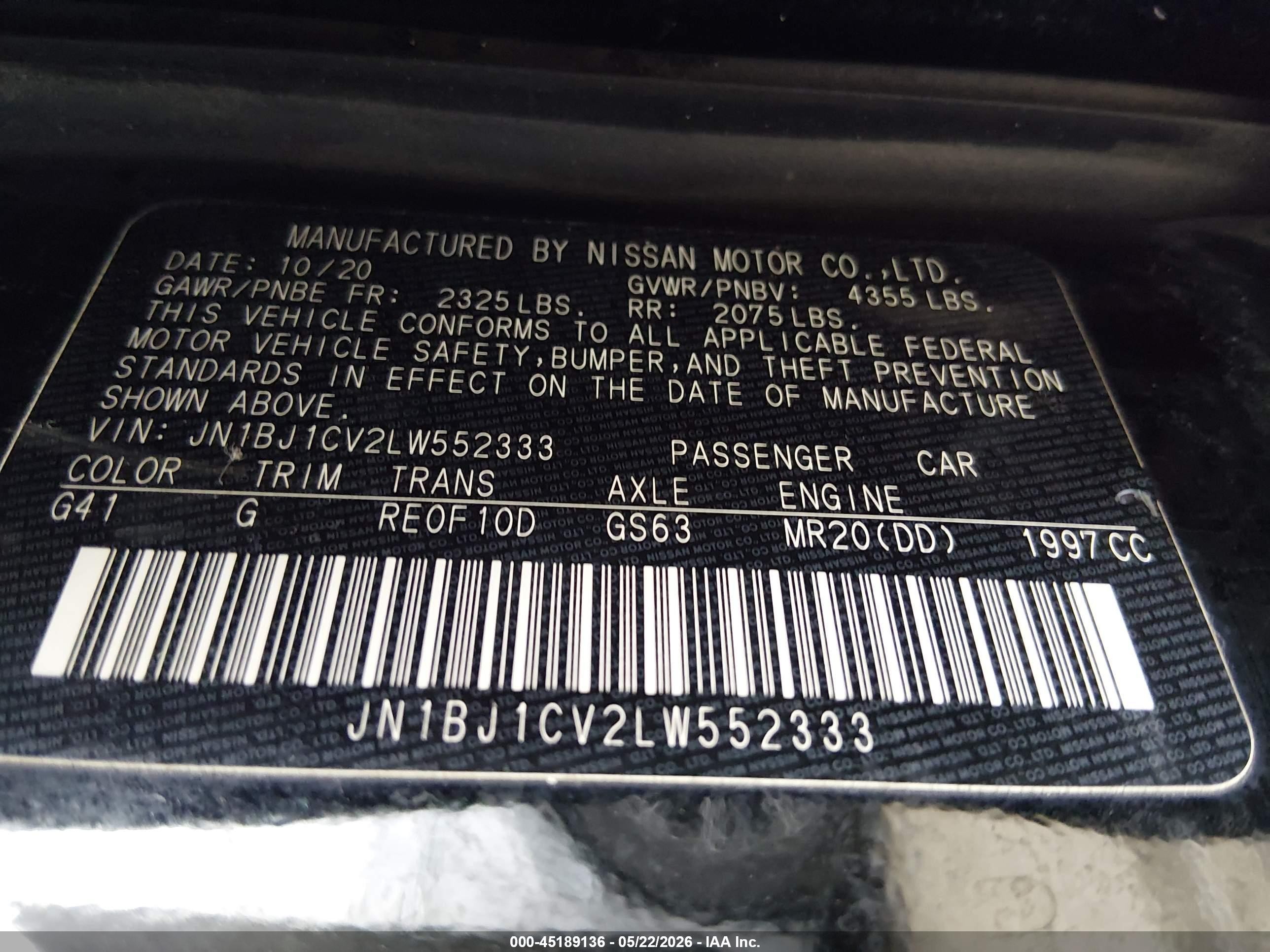 2020 Nissan Rogue Sport Sv Fwd Xtronic Cvt Black vin: JN1BJ1CV2LW552333