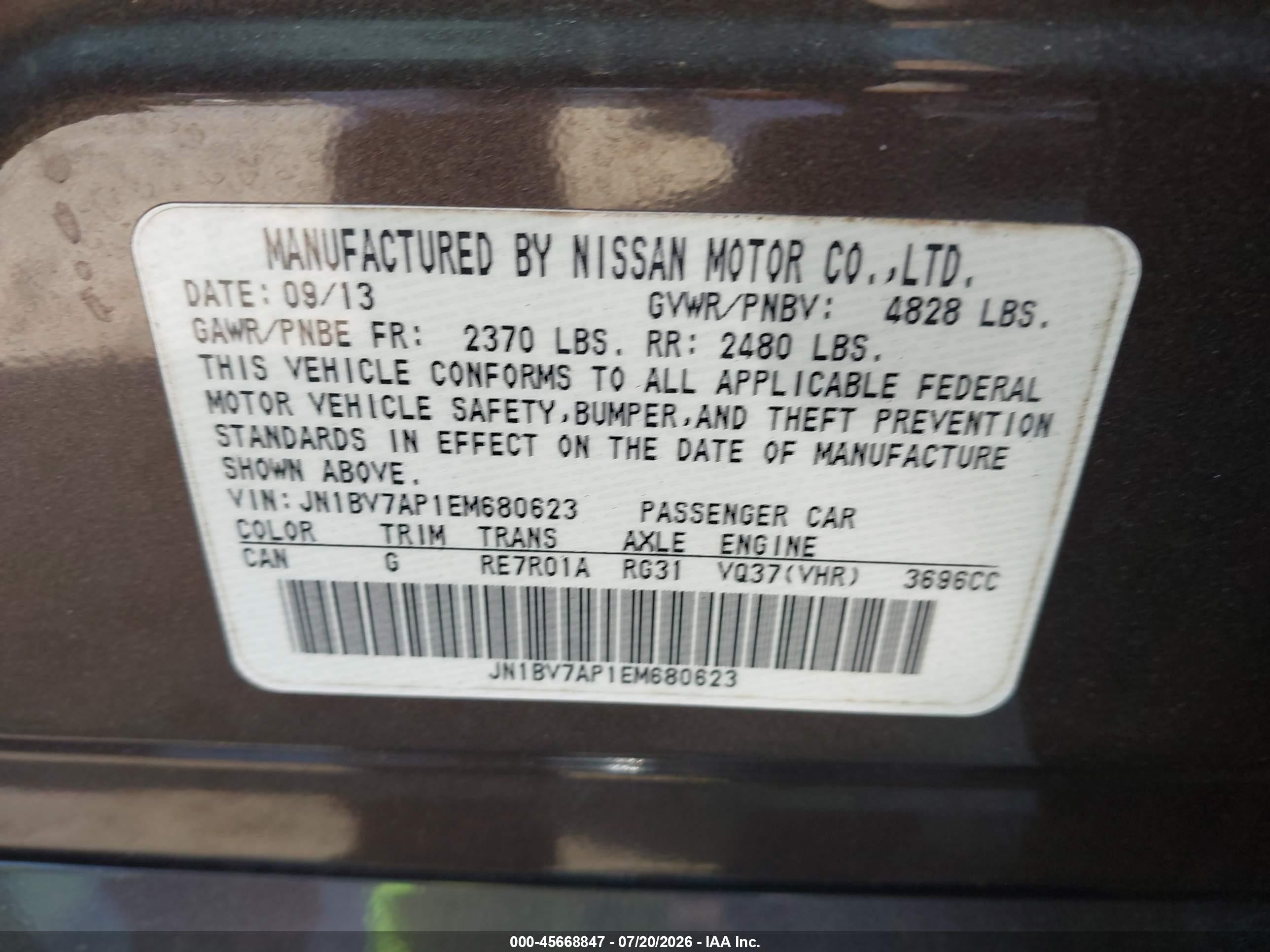 2014 Infiniti Q50 Premium Gray vin: JN1BV7AP1EM680623