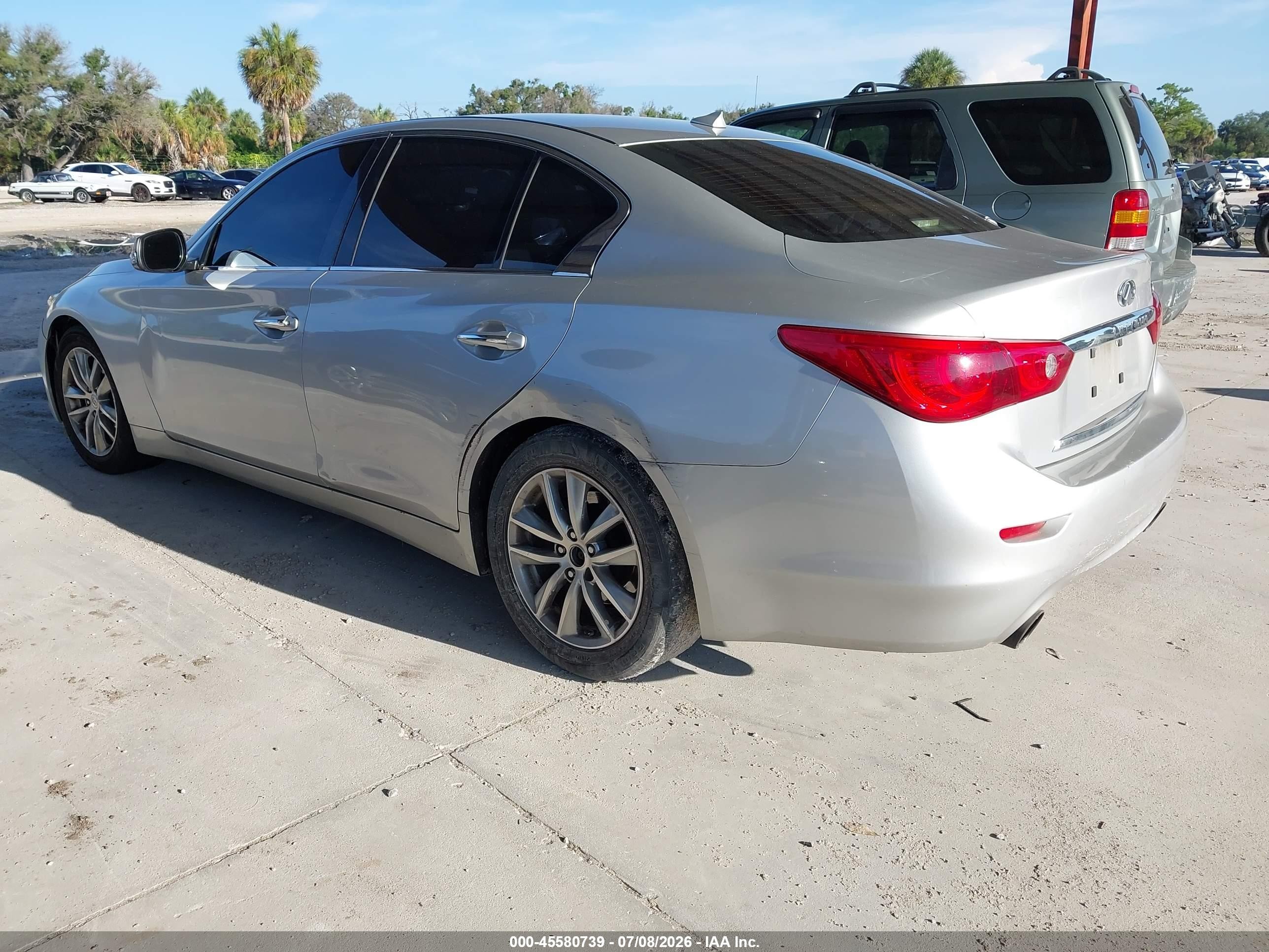 2014 Infiniti Q50 Premium/sport Серебряный vin: JN1BV7AP2EM686091