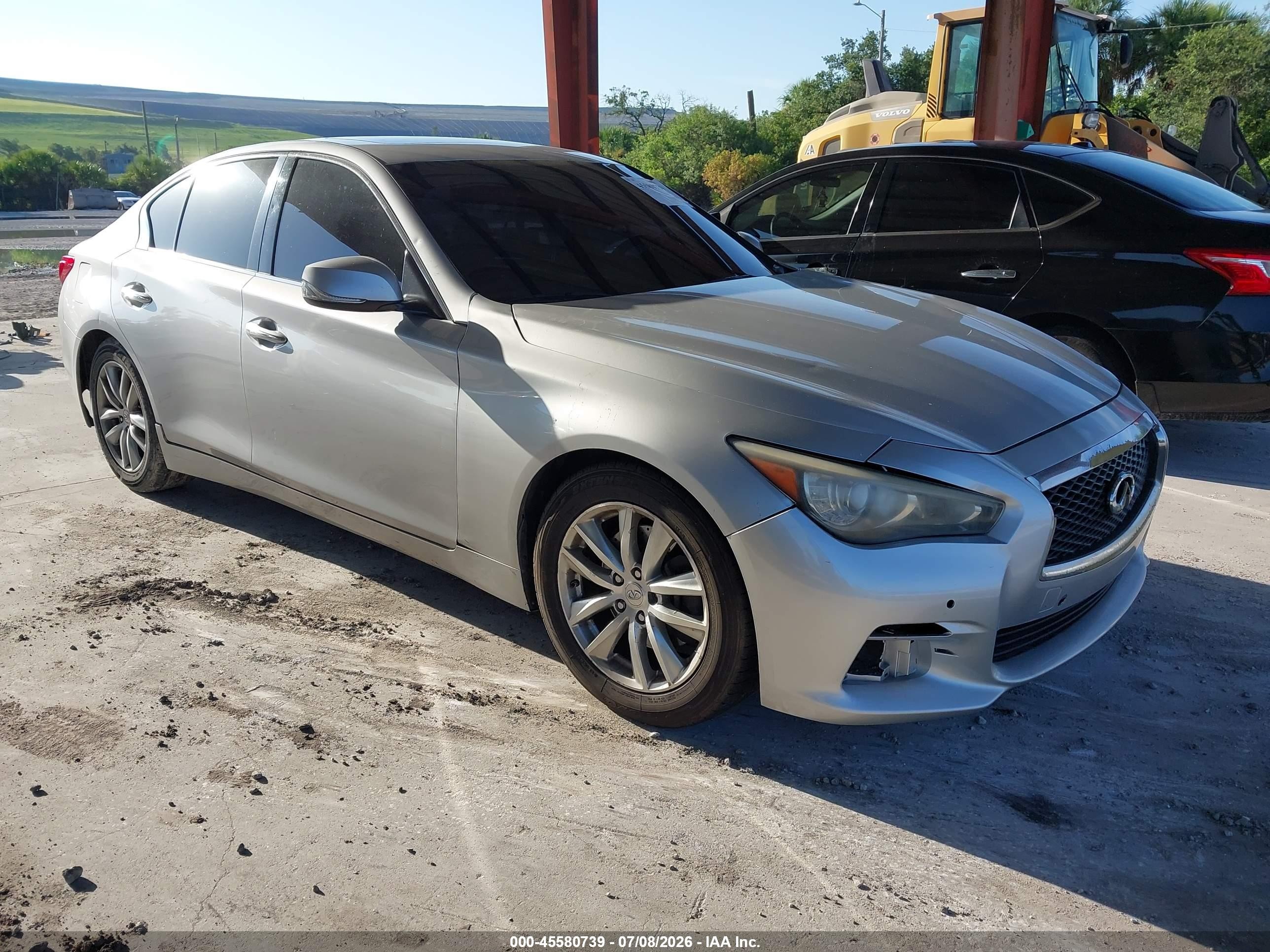 2014 Infiniti Q50 Premium/sport Серебряный vin: JN1BV7AP2EM686091