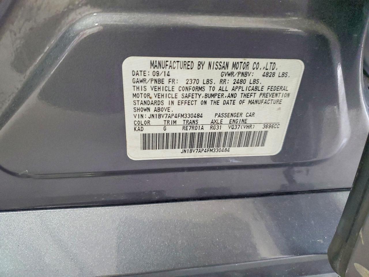 2015 Infiniti Q50 Premium Gray vin: JN1BV7AP4FM330484