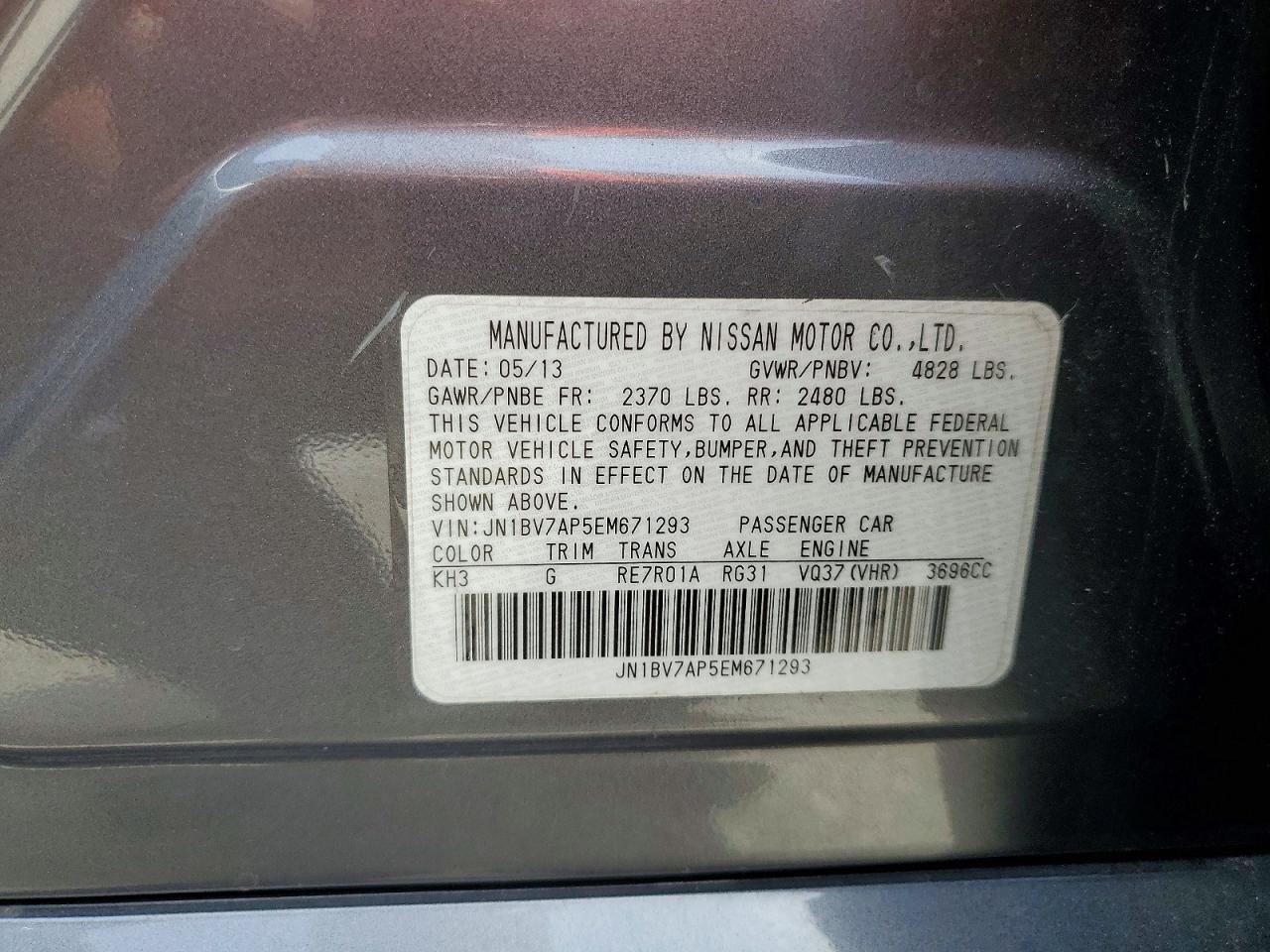 2014 Infiniti Q50 Base Silver vin: JN1BV7AP5EM671293