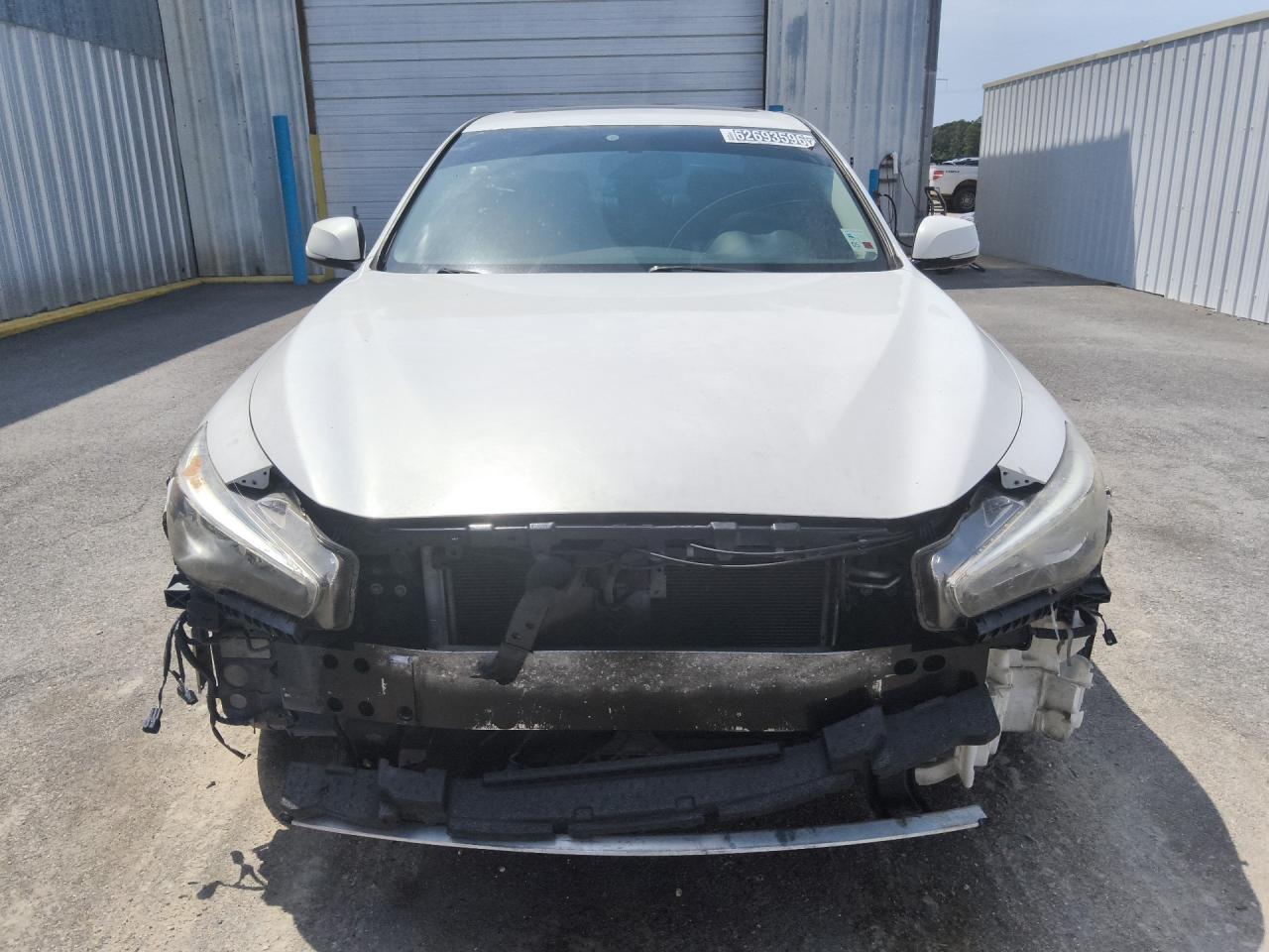 2015 Infiniti Q50 Sport White vin: JN1BV7AP5FM340232 Damage: Front Bumper Reinforcement, Broken, Replacement Required