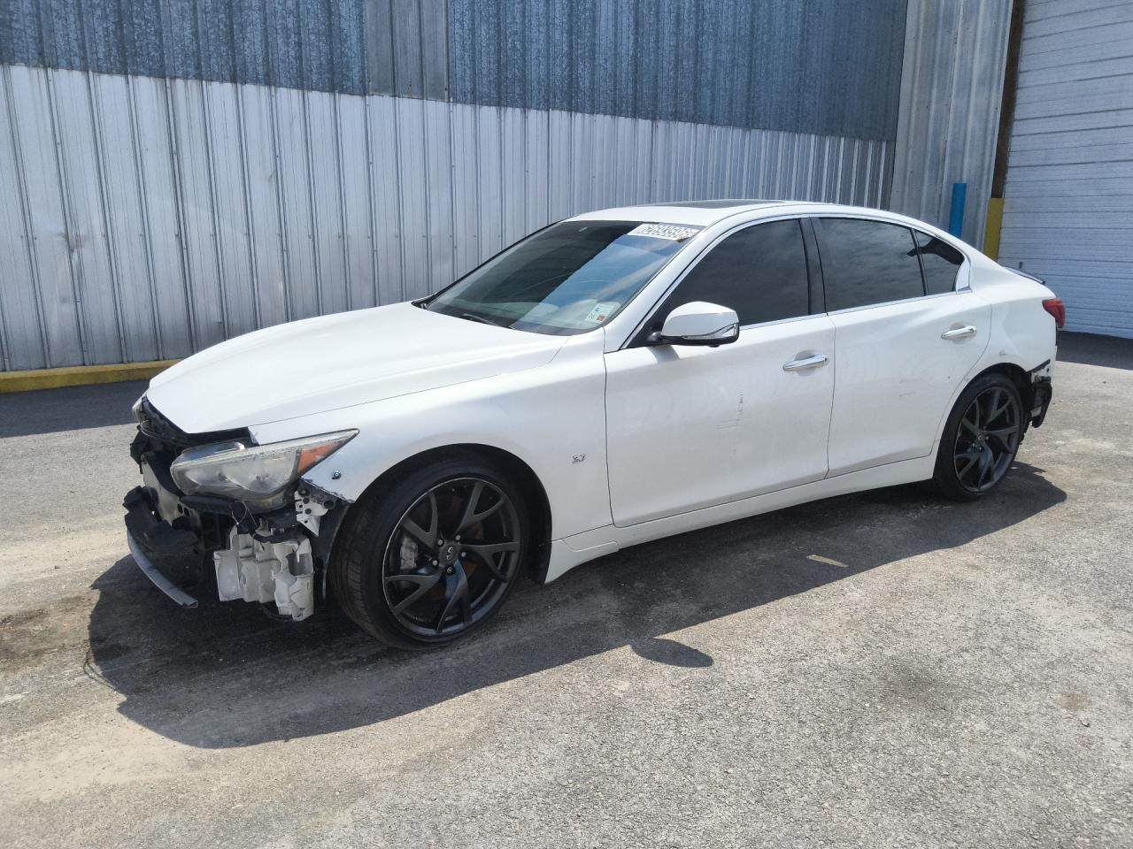 2015 Infiniti Q50 Sport White vin: JN1BV7AP5FM340232 Damage: Left Front Fender, Severe Damage, Replacement Required