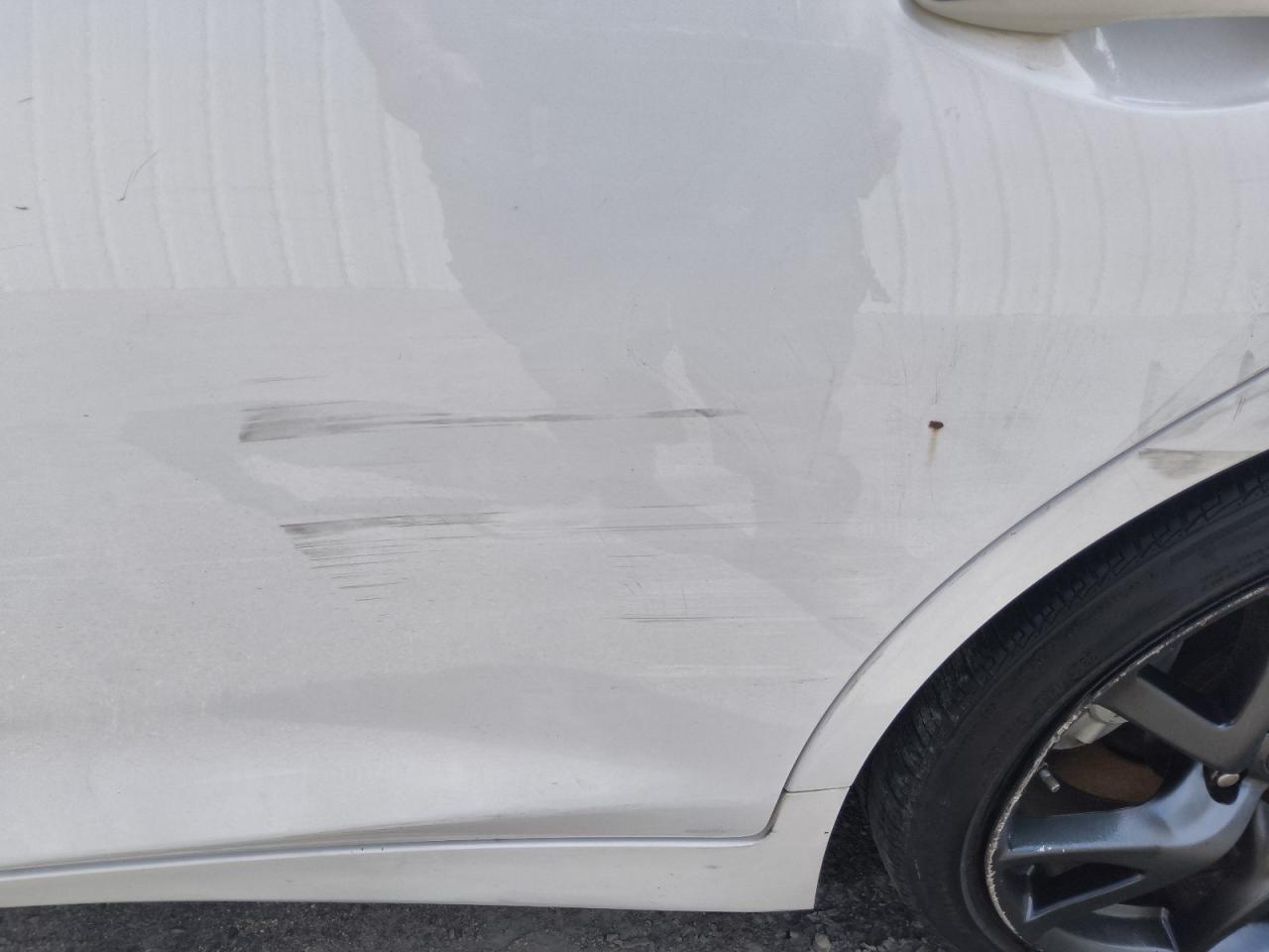 2015 Infiniti Q50 Sport White vin: JN1BV7AP5FM340232 Damage: Left Rear Door, Dent(S) W/ Paint Dmg, 9 To 10 Inches