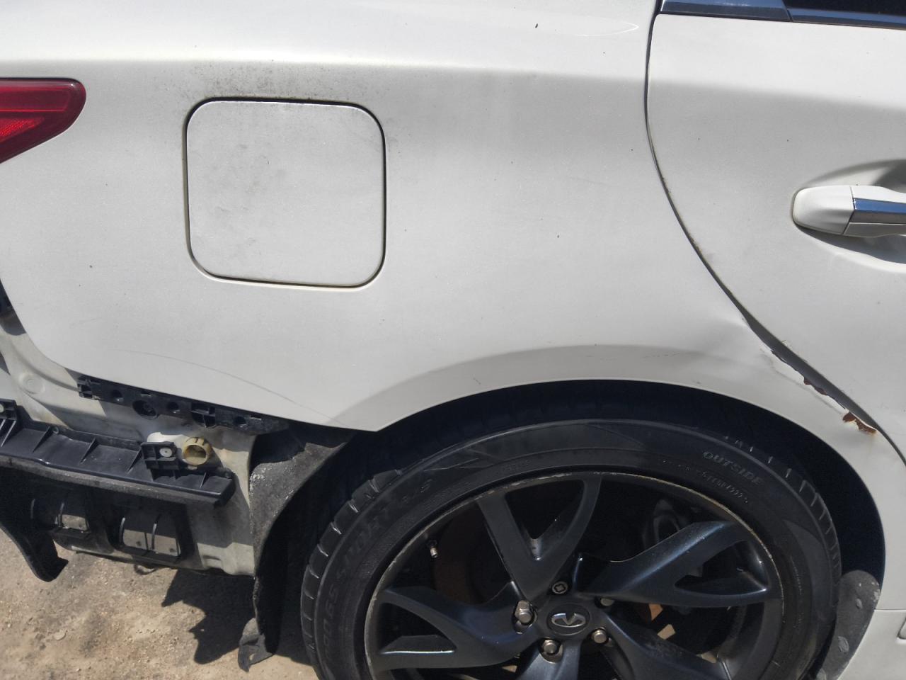 2015 Infiniti Q50 Sport White vin: JN1BV7AP5FM340232 Damage: Right Qtr Panel, Dent(S) W/ Paint Dmg, > 12 Inches