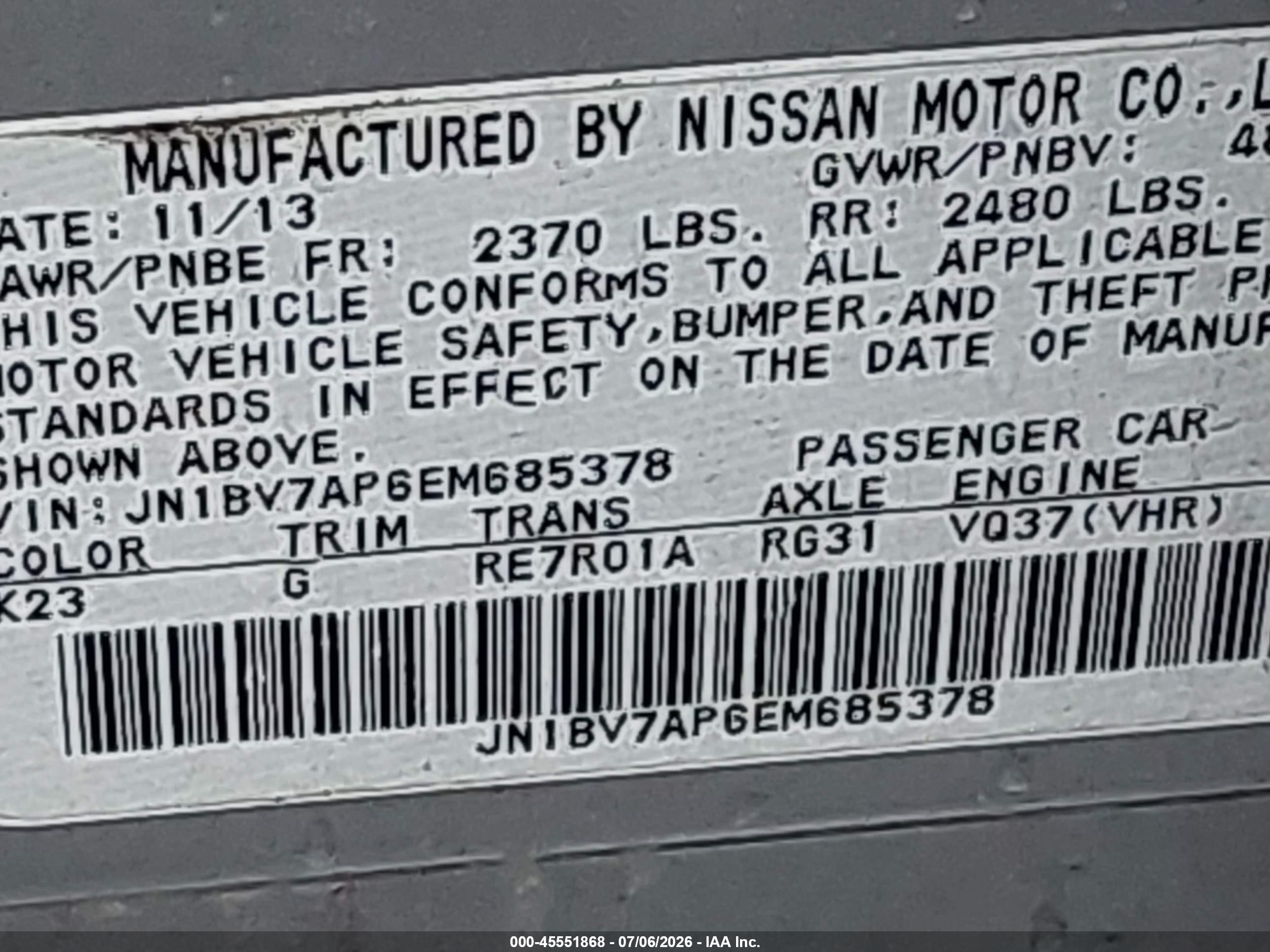 2014 Infiniti Q50 Premium Silver vin: JN1BV7AP6EM685378