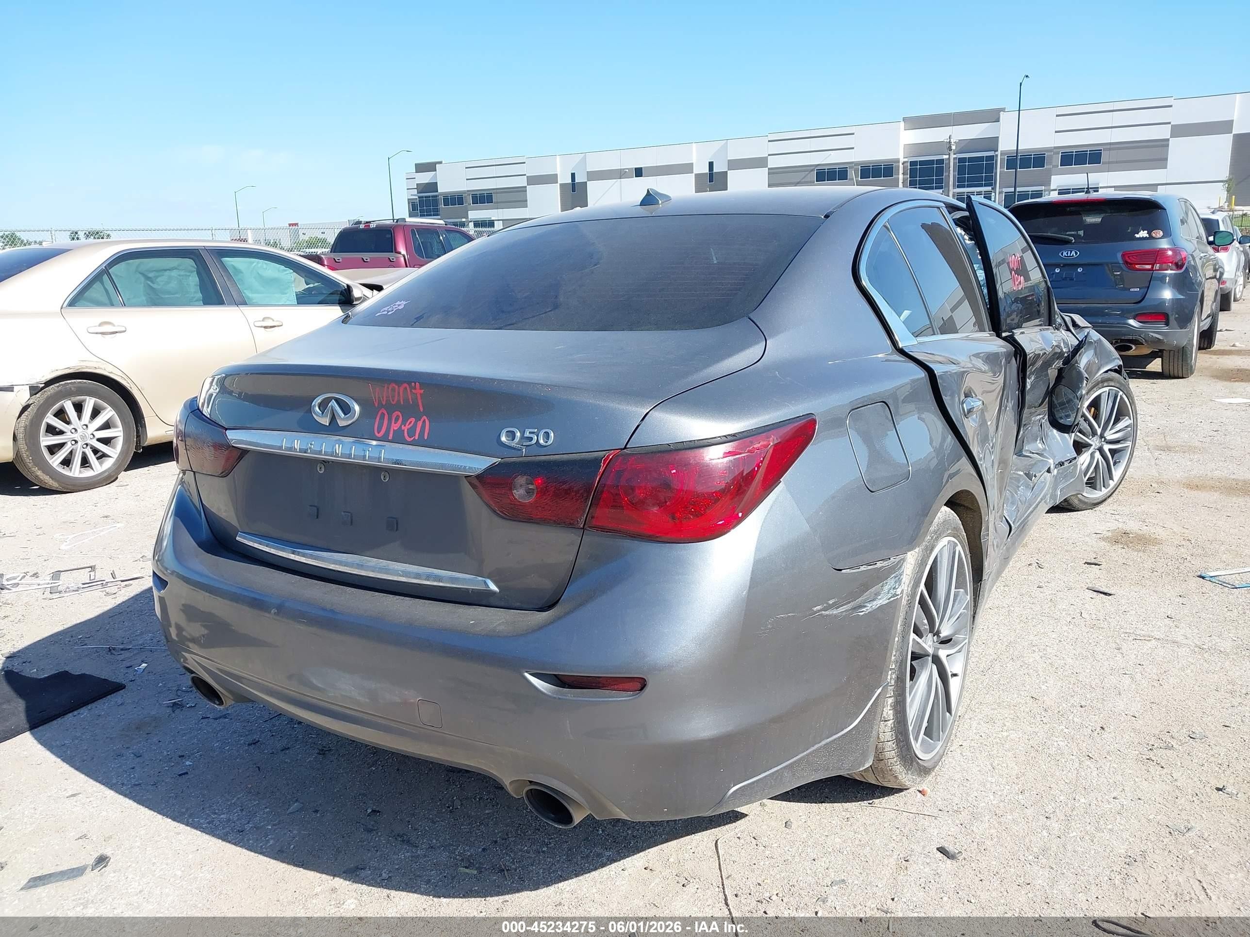 2014 Infiniti Q50 Premium Gray vin: JN1BV7AP7EM689391