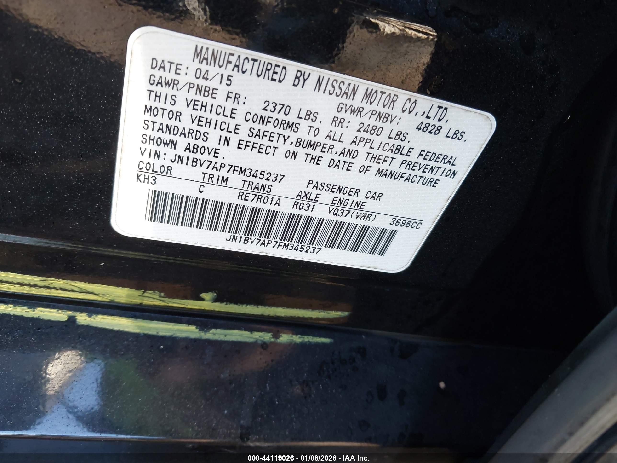 2015 Infiniti Q50 Premium Black vin: JN1BV7AP7FM345237